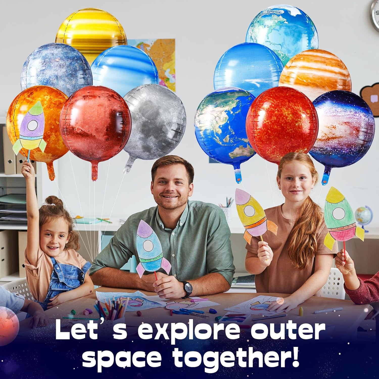 12 globos espaciales de 22 pulgadas, globos grandes de planeta de galaxia 4D, globo de mapa del mundo, globos inflables de la Tierra, espacio