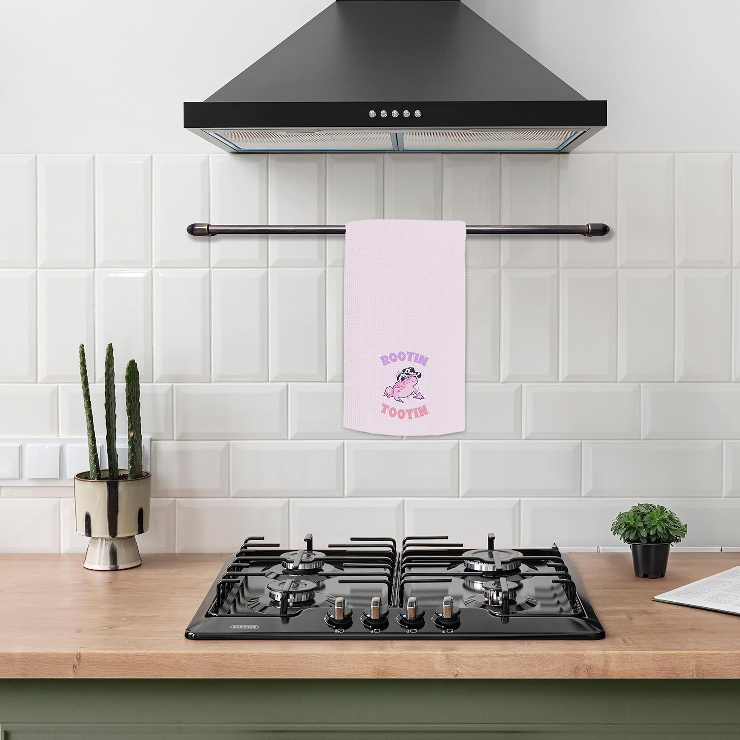 Toallas de cocina y paños de cocina de 16 x 24 pulgadas, diseño de rana vaquera occidental con sombrero estampado de vaca, toalla de cocina y