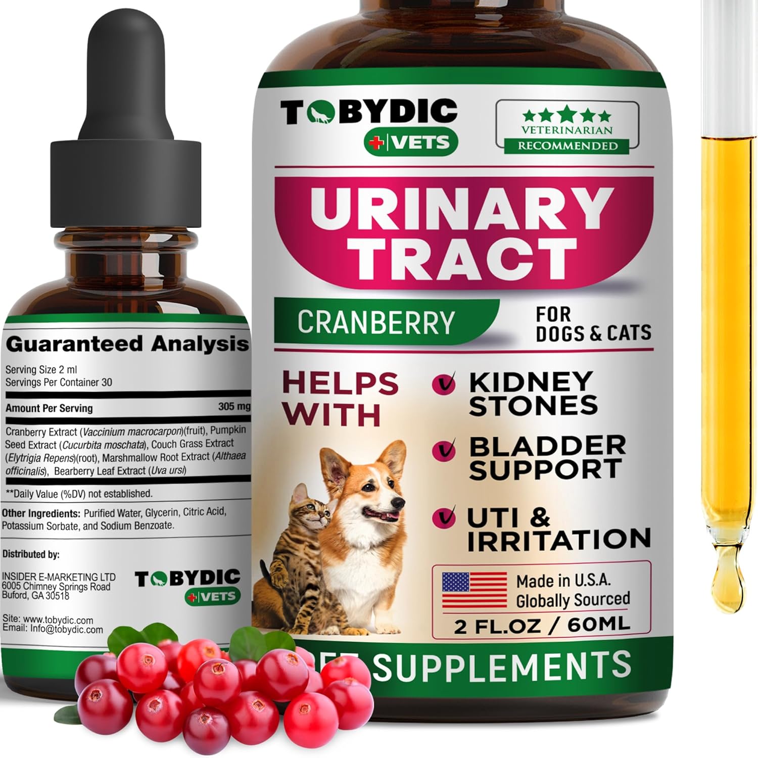 Cat & Dog Natural UTI Medicina y tratamiento de infección del tracto urinario con arándano – Suplemento de apoyo para riñón + vejiga – La mejor
