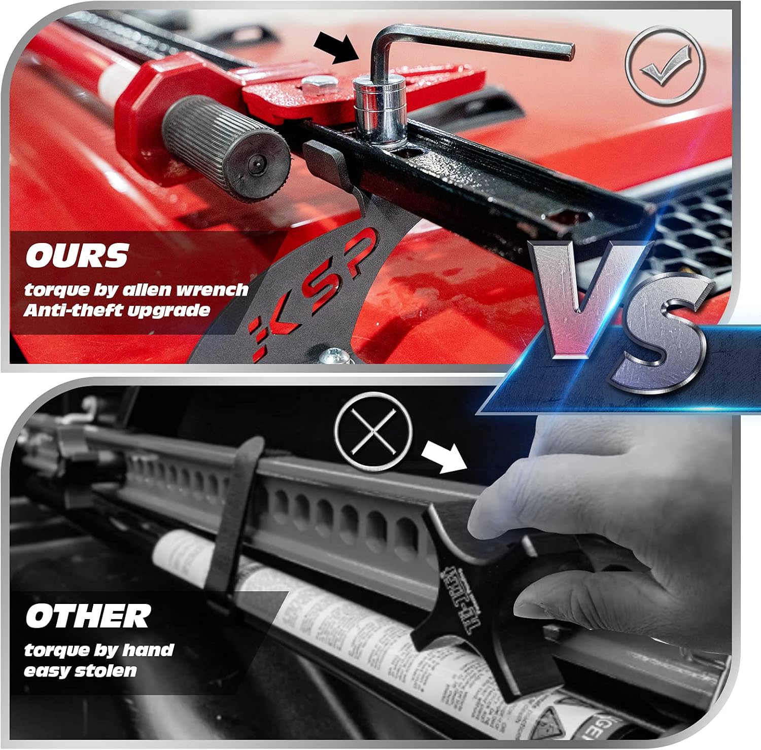 KSP Jack Mount Hood Bisagra Puerta Bisagra Soporte antirrobo para Je-ep 2007-2018 JK,2018+JL Offroad Negro