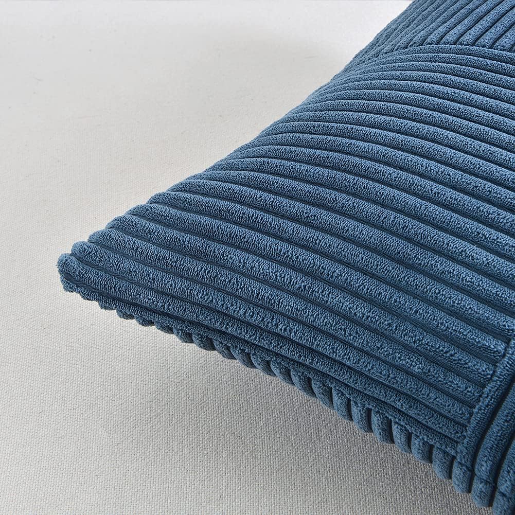 Fancy Homi Paquete de 2 fundas de almohada decorativas de color azul polvoriento de 20 x 20 pulgadas para sala de estar, sofá, cama, sofá, rústico,
