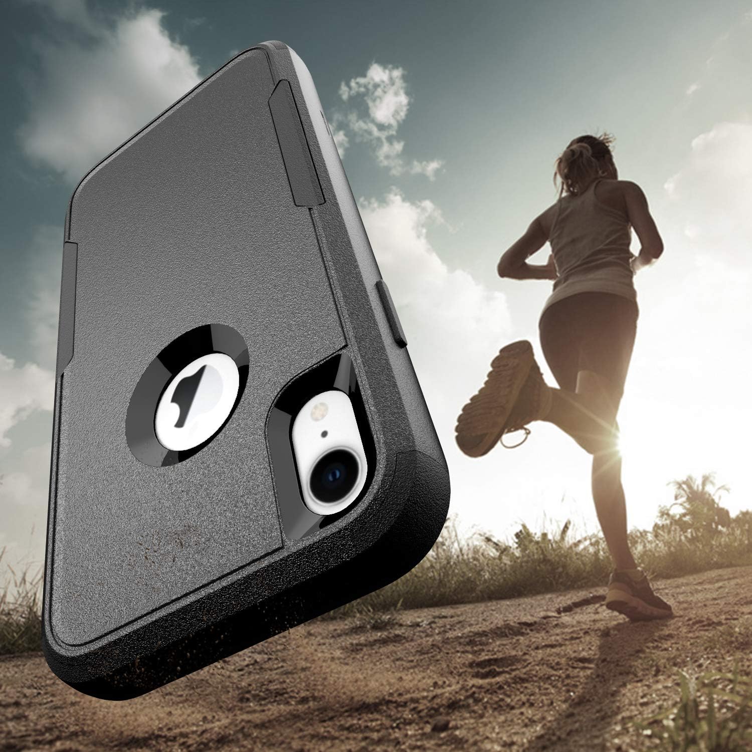 STORM BUY Funda compatible con Apple iPhone XR, resistente negra y negra con a prueba de golpes a prueba de caídas fundas protectoras para iPhone XR