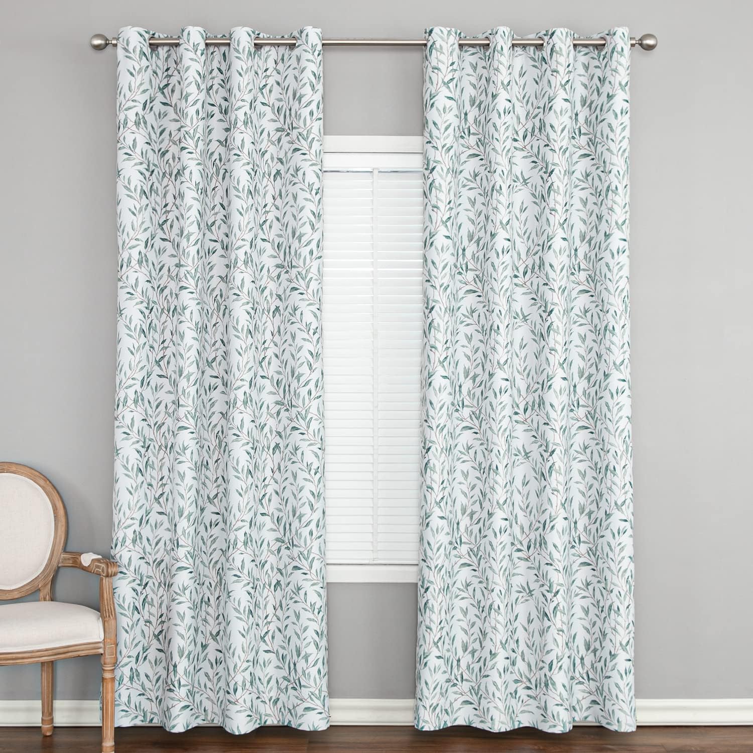 Leeva Cortinas 80% opacas para dormitorio, estilo rústico, lino texturizado, tratamiento de ventana para granja, 2 paneles con ojales en la parte