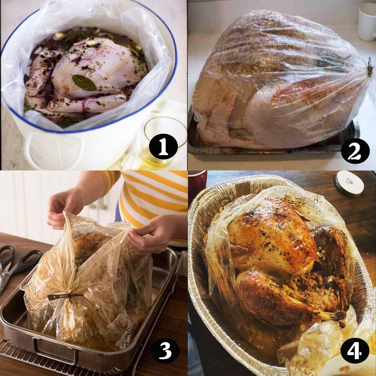 Bolsas de salmuera de pavo de grado alimenticio de 5 galones para marinar y salmuera, bolsas de almacenamiento multifuncionales extra resistentes a