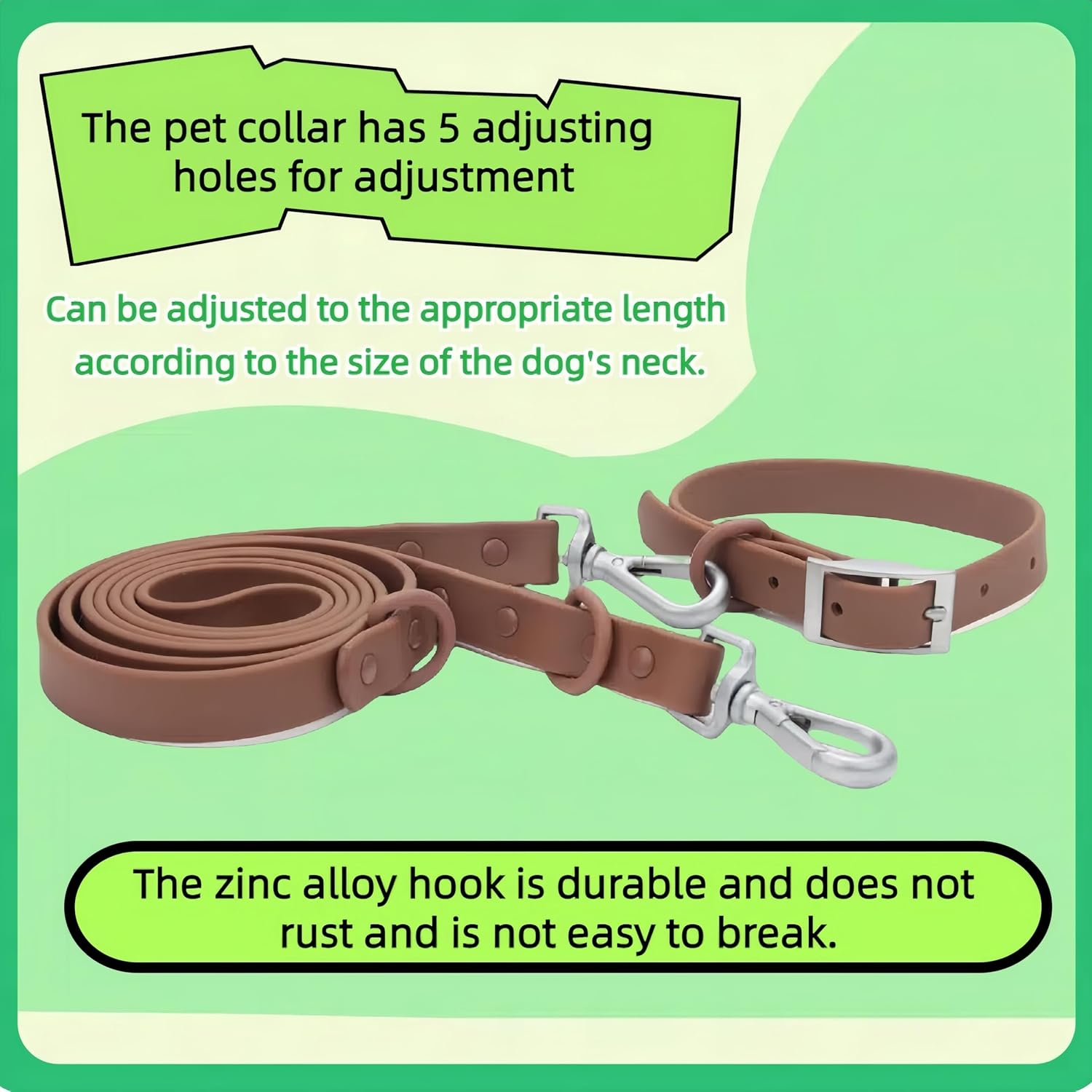 Juego de correa de collar para perro, ajustable, fuerte, resistente a la suciedad, desodorización, impermeable, fácil de limpiar, collares suaves