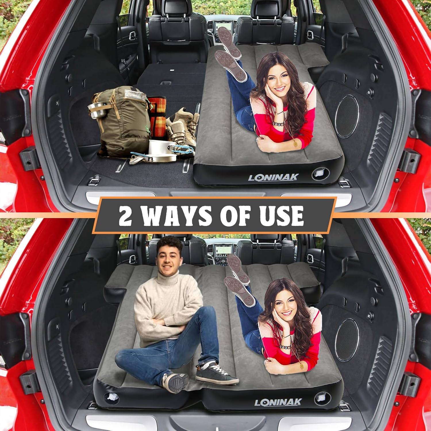 Colchón de aire SUV para campamento, colchón de aire inflable ajustable para SUV, almohadilla de colchón de coche extra gruesa de 6 pulgadas para