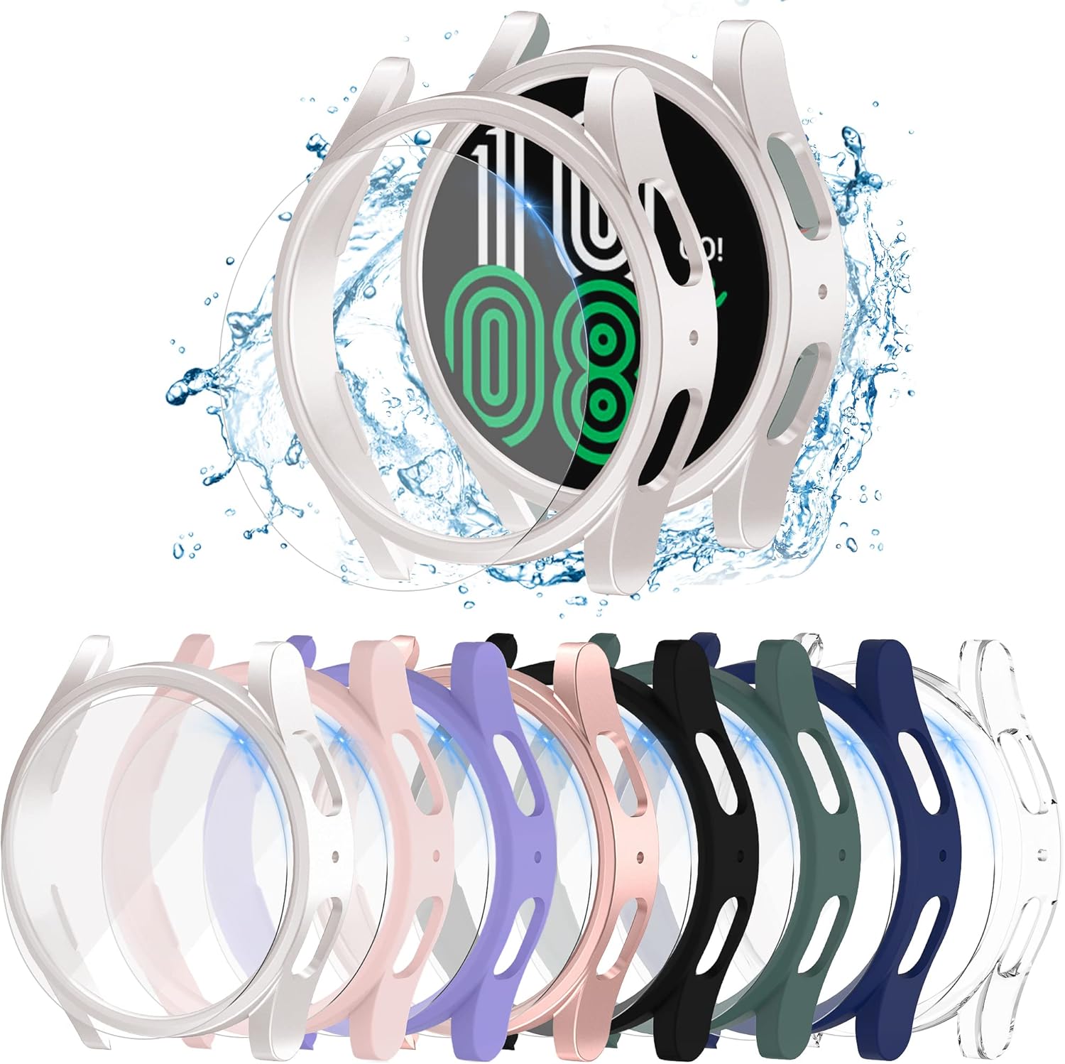 PKMH Paquete de 8+8 protectores de pantalla para Samsung Galaxy Watch 6 de 1.575 pulgadas (1.575 in), protector de pantalla duro de policarbonato