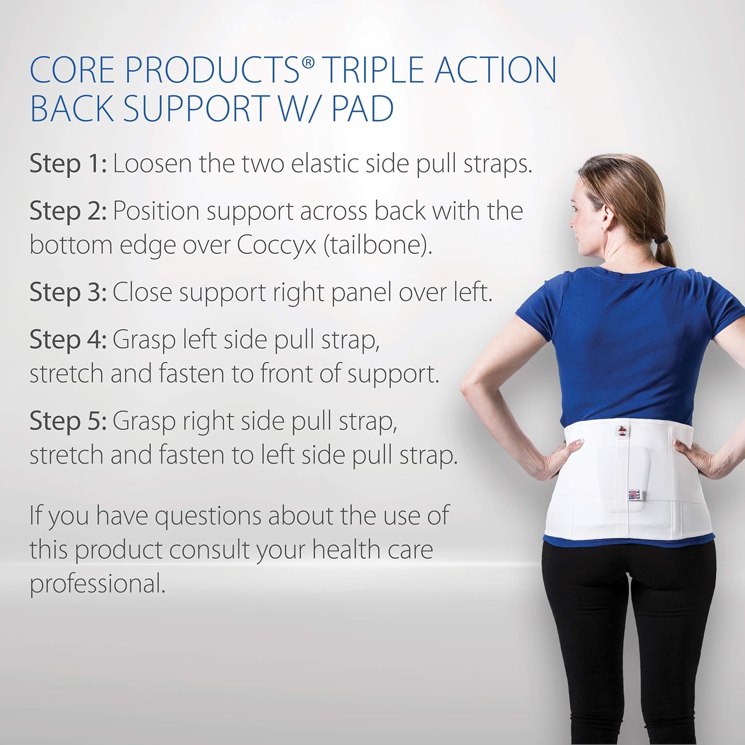 Core Products Soporte elástico de triple acción con almohadilla – mediano