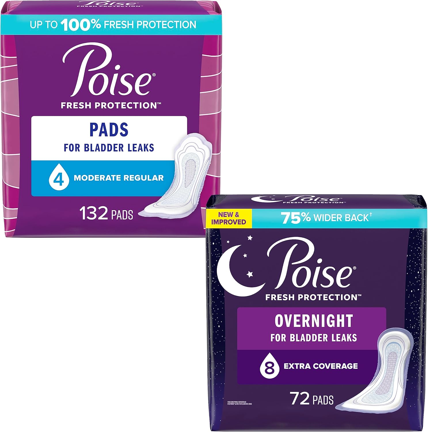 Poise Almohadillas de incontinencia y almohadillas de incontinencia posparto para mujeres Paquete 4 gotas de absorción moderada, longitud regular,