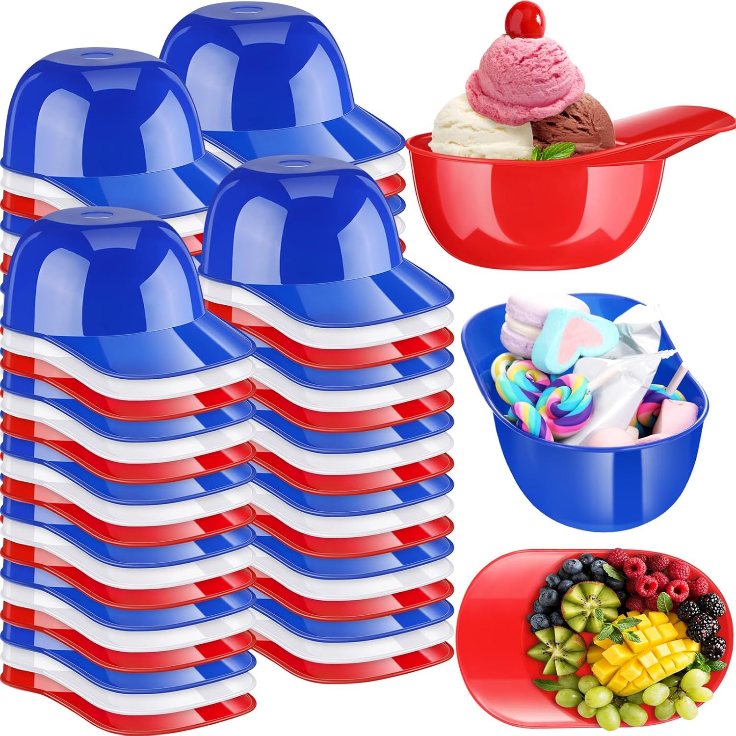 Casco de béisbol para helado de 8 onzas, mini cuencos para gorra de béisbol para niños, casco con chip para helado, cascos de plástico para fiestas
