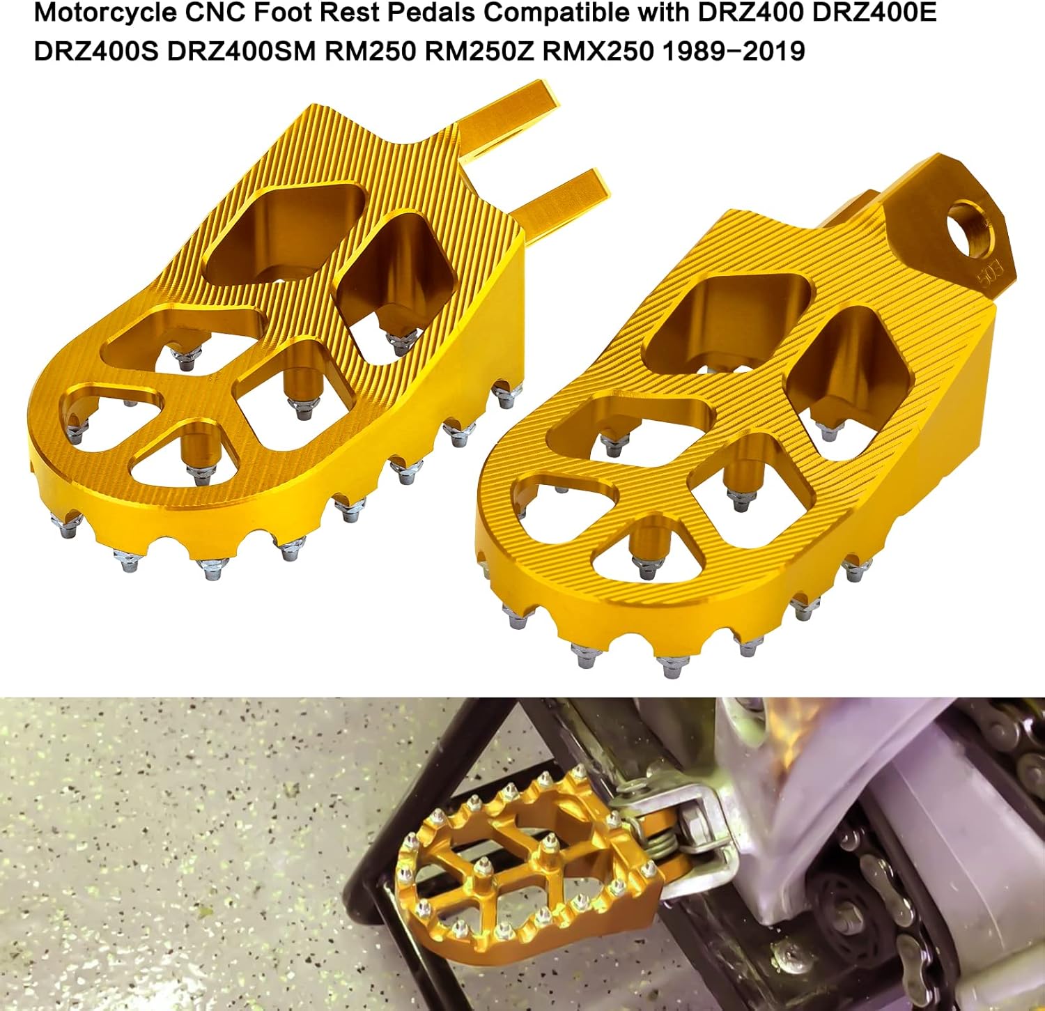 LKV Estriberas de motocicleta para motocross, pedal compatible con SUZUKI DRZ400 DRZ400E DRZ400S DRZ400SM RM125 RM250 RM250Z RMX250