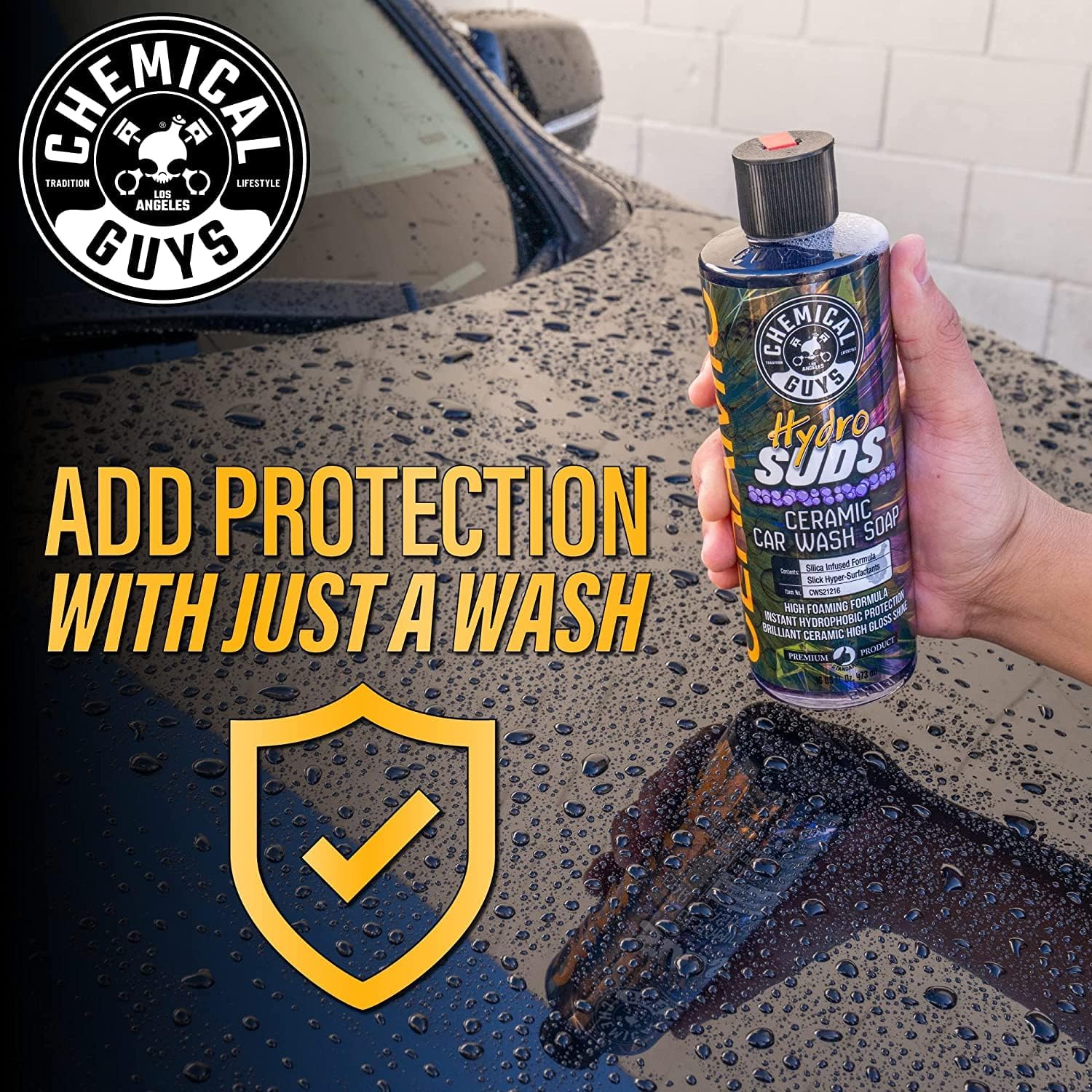 Chemical Guys CWS21216QDSW – Paquete de lavado de autos y detallador rápido – HydroSuds Ceramic Si02 Shine – Jabón de lavado de autos de alta