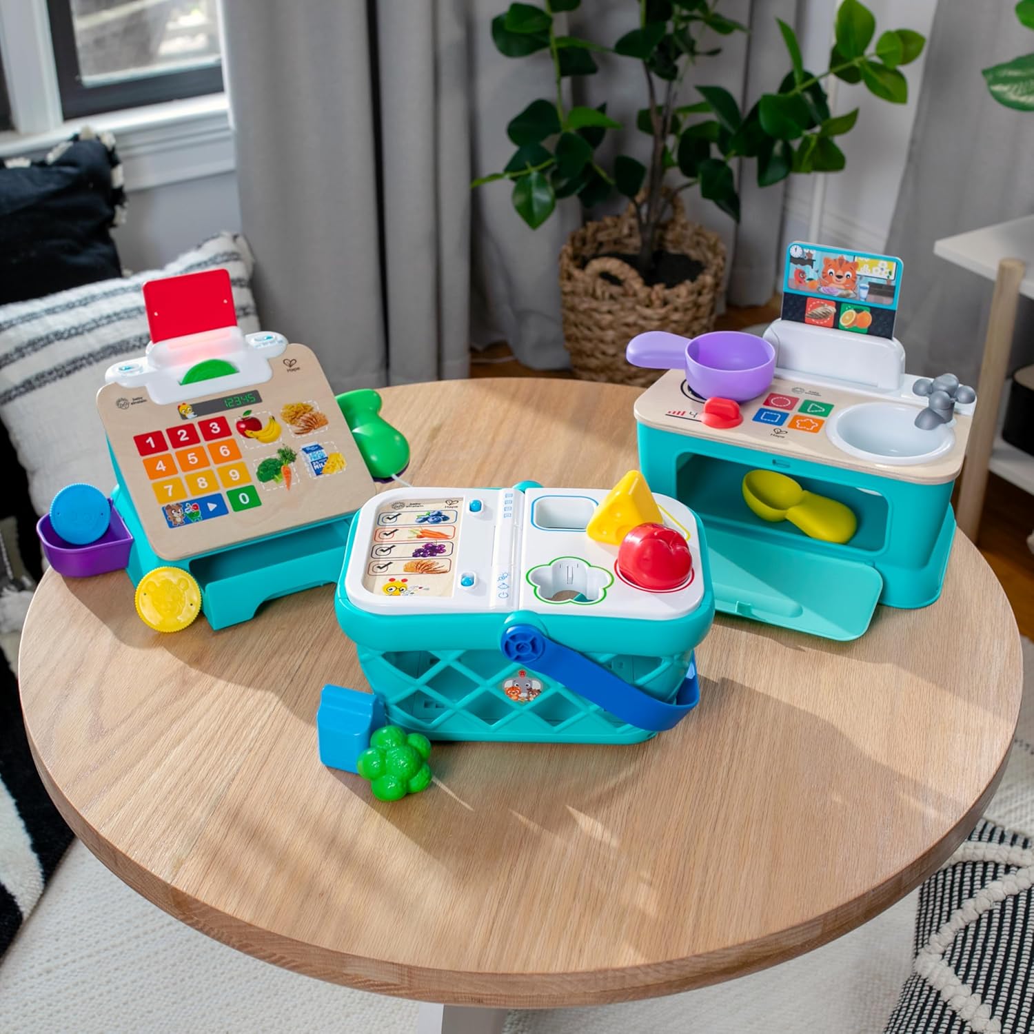 Baby Einstein + Hape Magic Touch pretend to shop juguete, con sonidos reales y música, a partir de 9 meses