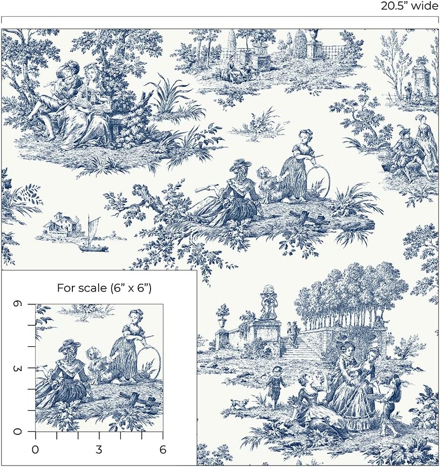 NextWall Chateau Toile – Papel tapiz autoadhesivo (azul marino)
