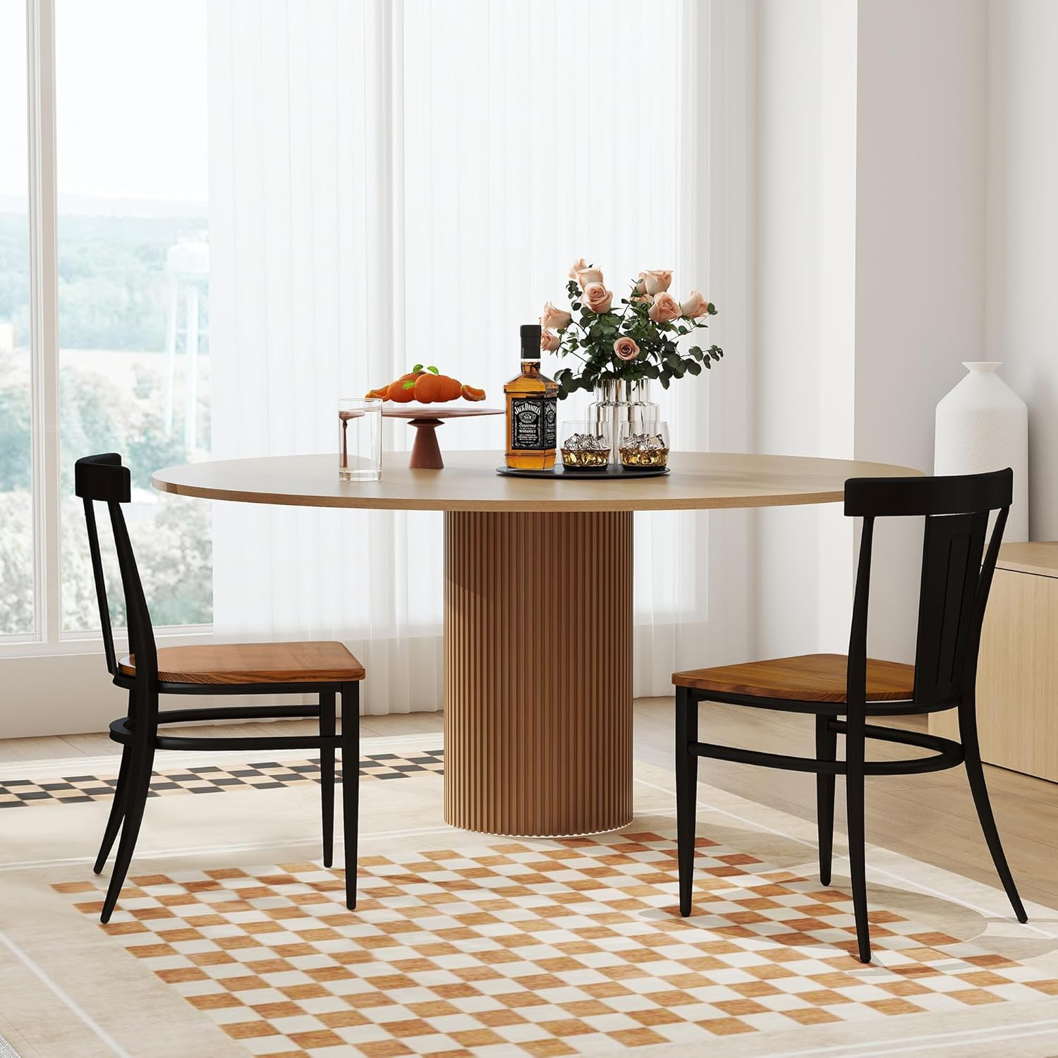LUCKYERMORE Juego de 2 sillas de comedor de metal resistente, sillas apilables comerciales con asiento de madera, marco de metal, capacidad de 450