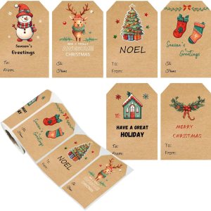 Etiquetas adhesivas de regalo de Navidad, calcomanías de regalo autoadhesivas de 2 x 3 pulgadas, etiquetas de regalo de Navidad de color kraft para Etiquetas adhesivas de regalo de Navidad, calcomanías de regalo autoadhesivas de 2 x 3 pulgadas, etiquetas de regalo de Navidad de color kraft para