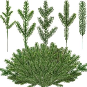 200 agujas de pino artificiales de Navidad, ramas, guirnalda de plantas verdes, agujas de pino, ramas decorativas de Navidad, decoración de pino, 200 agujas de pino artificiales de Navidad, ramas, guirnalda de plantas verdes, agujas de pino, ramas decorativas de Navidad, decoración de pino,
