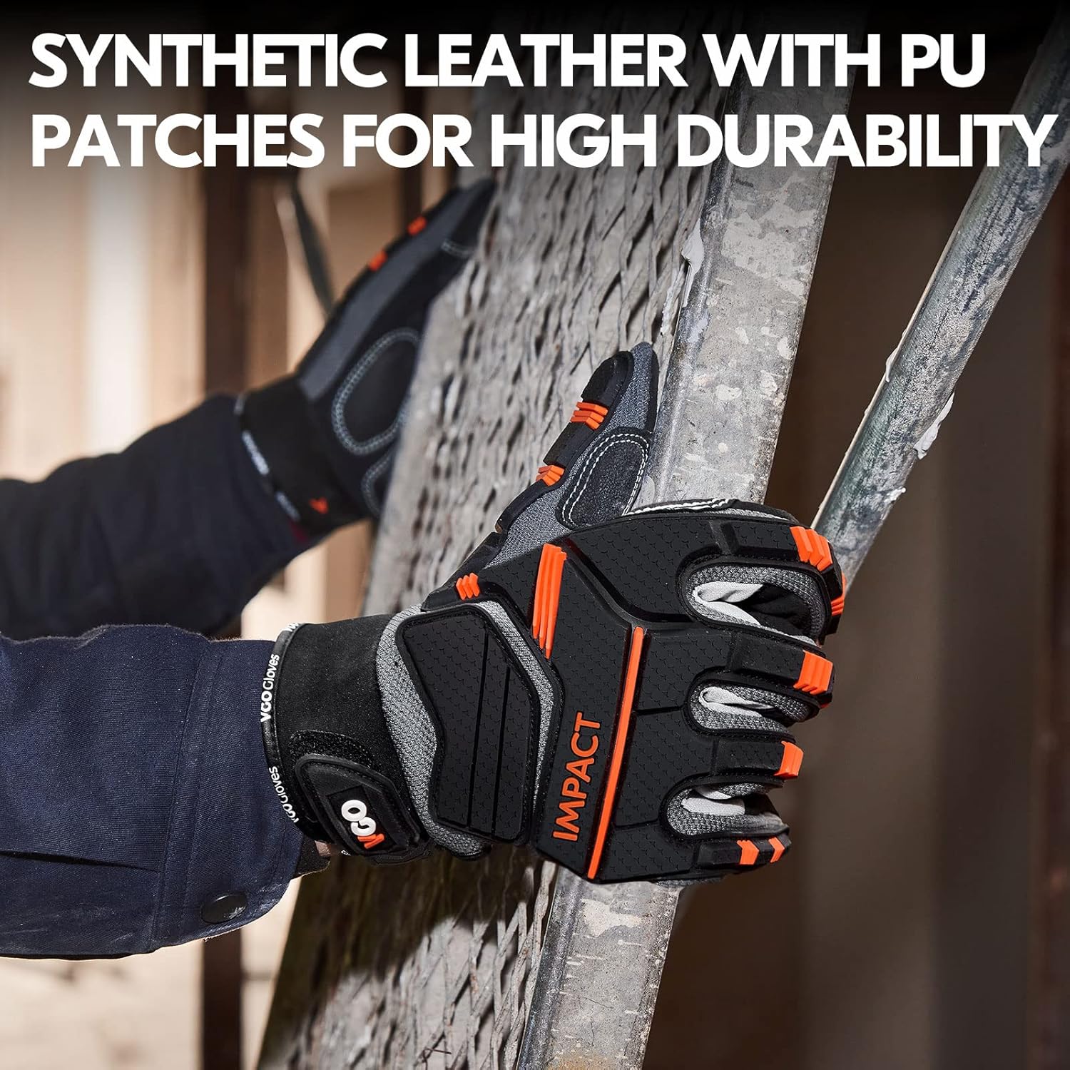 Vgo… Guantes de trabajo de seguridad, guantes de mecánico, guantes de impacto, guantes antivibración, guantes de aparejo, resistentes (M, gris,