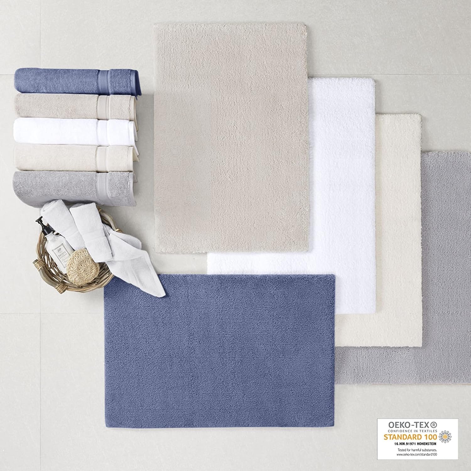 MADISON PARK SIGNATURE Marshmallow – Alfombra de baño antideslizante, de felpa lujosa, absorbente, de secado rápido, diseño de spa, decoración de