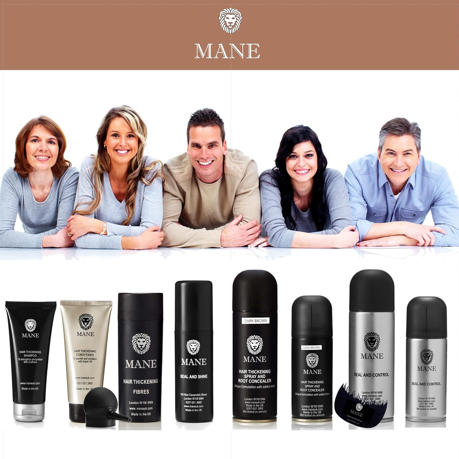 Mane Espesante del cabello 6.8 fl oz con champú y acondicionador (rubio ceniza)