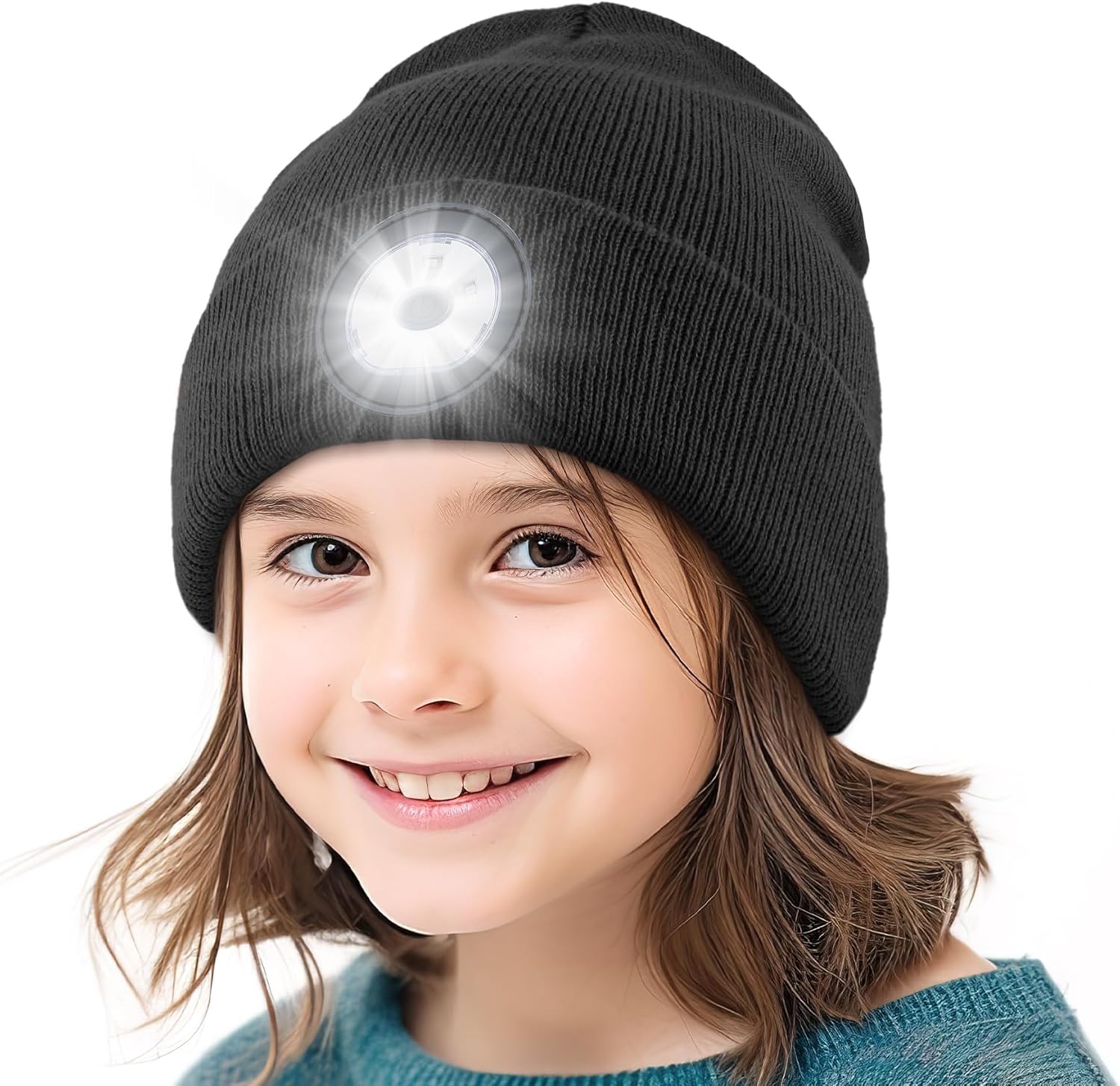 Gorro para niños con luz incorporada, gorro de punto de invierno con auriculares inalámbricos y regalos de tecnología ligera para niños y niñas