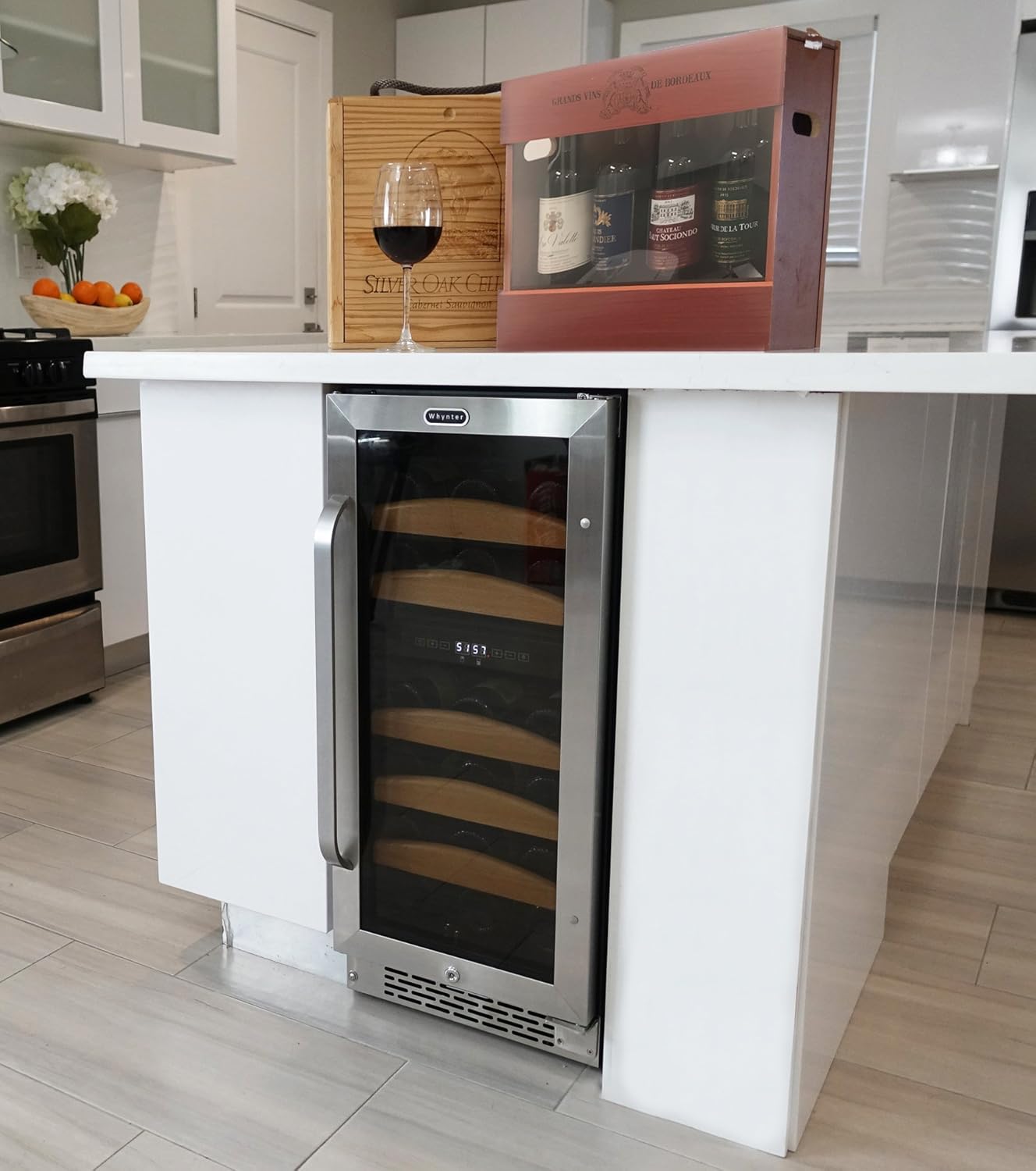Whynter BWR-281DZ refrigerador de vino empotrado de doble zona, 28 botellas, Acero inoxidableNegro