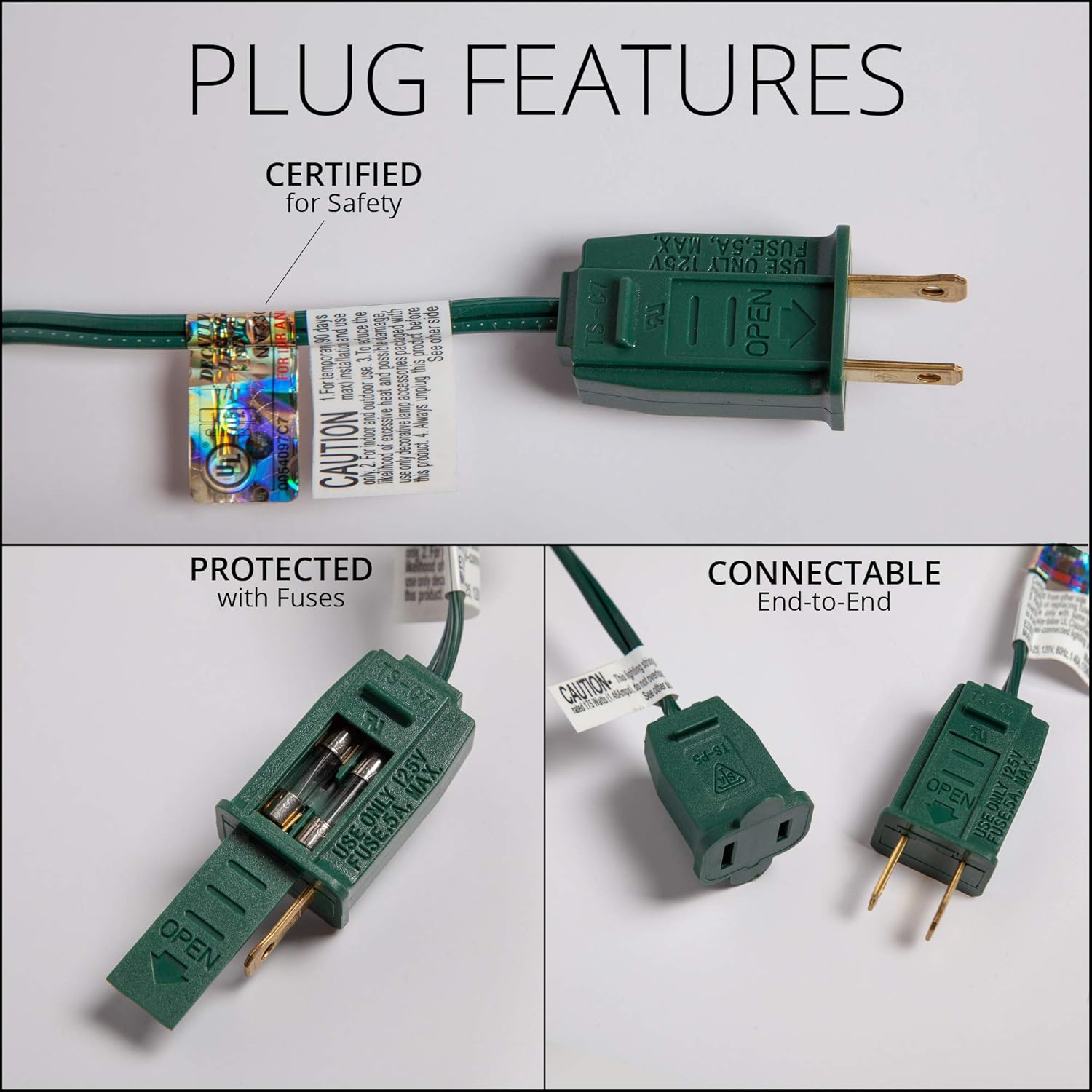 Luces LED navideñas comerciales C9 OptiCore para exteriores  Guirnalda de luces de navidad de alta resistencia cable verde