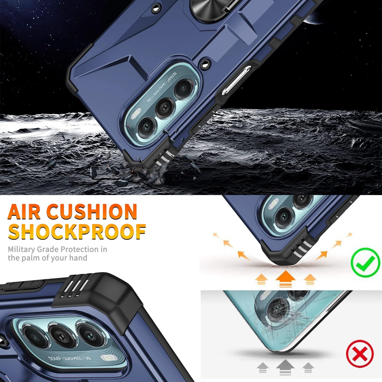 Funda compatible con Motorola Moto G Stylus 5G 2022 con protector de pantalla HD, soporte magnético, resistente a los golpes, funda protectora para