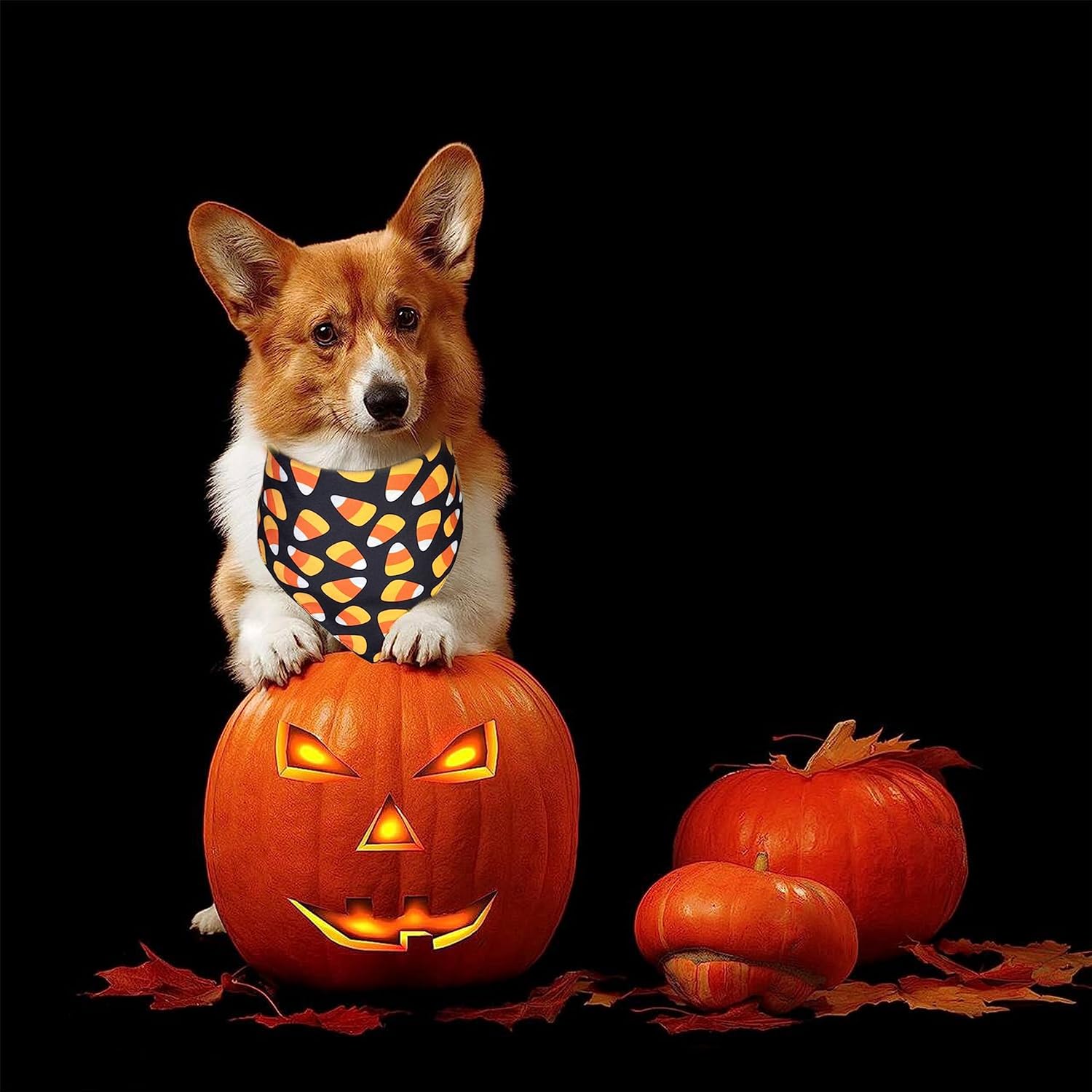 Bandana de Halloween para perro y gato, babero navideño y patrón de maíz de caramelo para cachorros grandes, medianos y pequeños mascotas