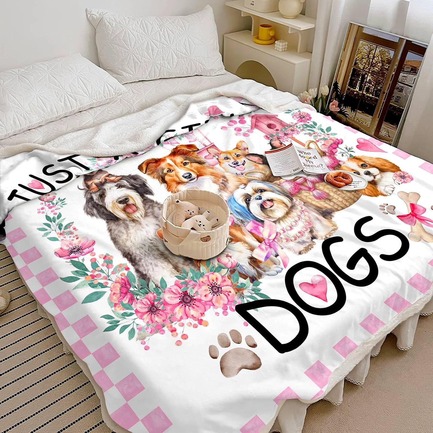 Manta de felpa para perros y cachorros, regalo para niñas, mujeres, niños, amantes de los perros, mantas cómodas y ligeras para cachorros, manta