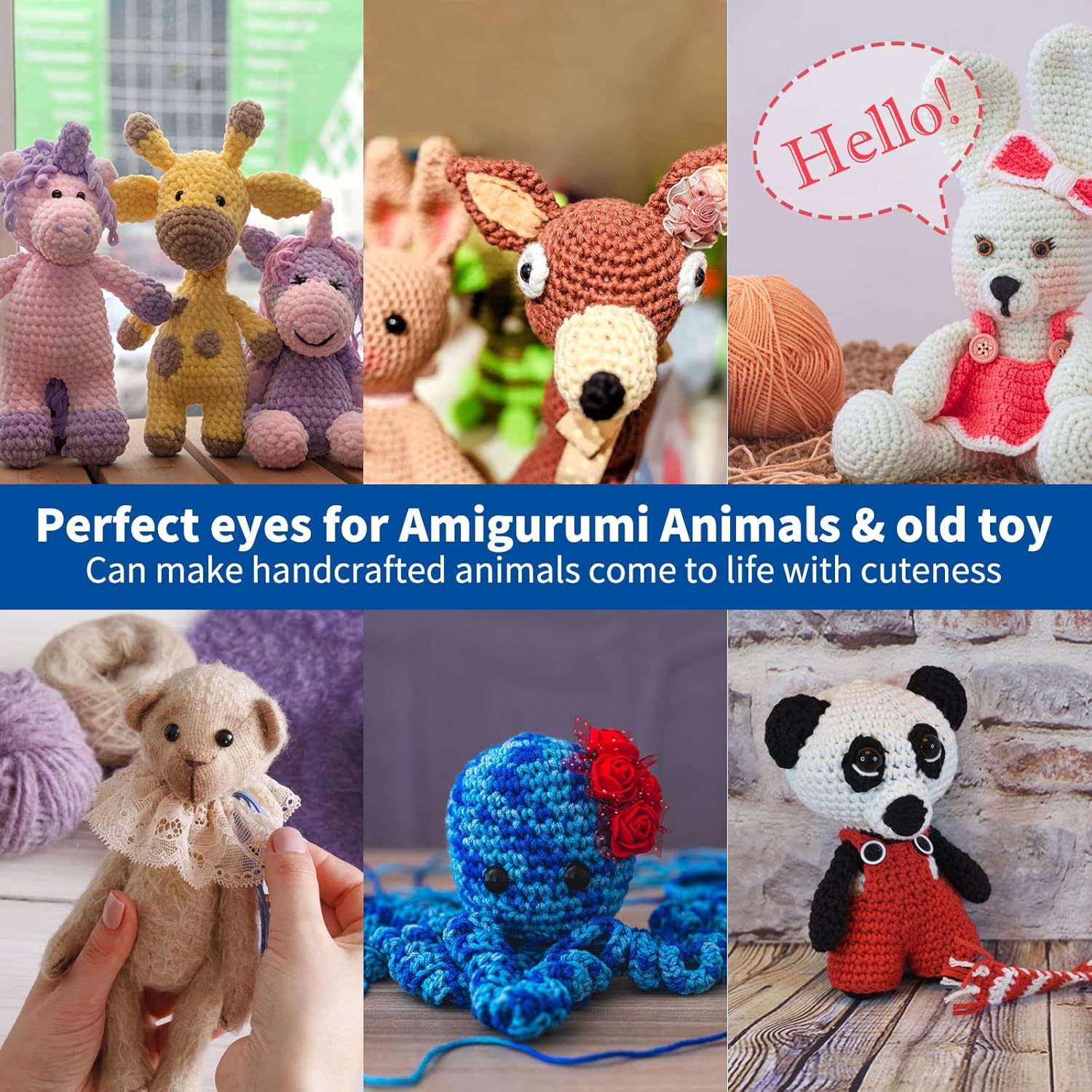 Ojos de seguridad para Amigurumi Crochet de 0.236 pulgadas, 100 unidades, ojos de peluche RuWfpz con arandelas, ojos de plástico para animales de