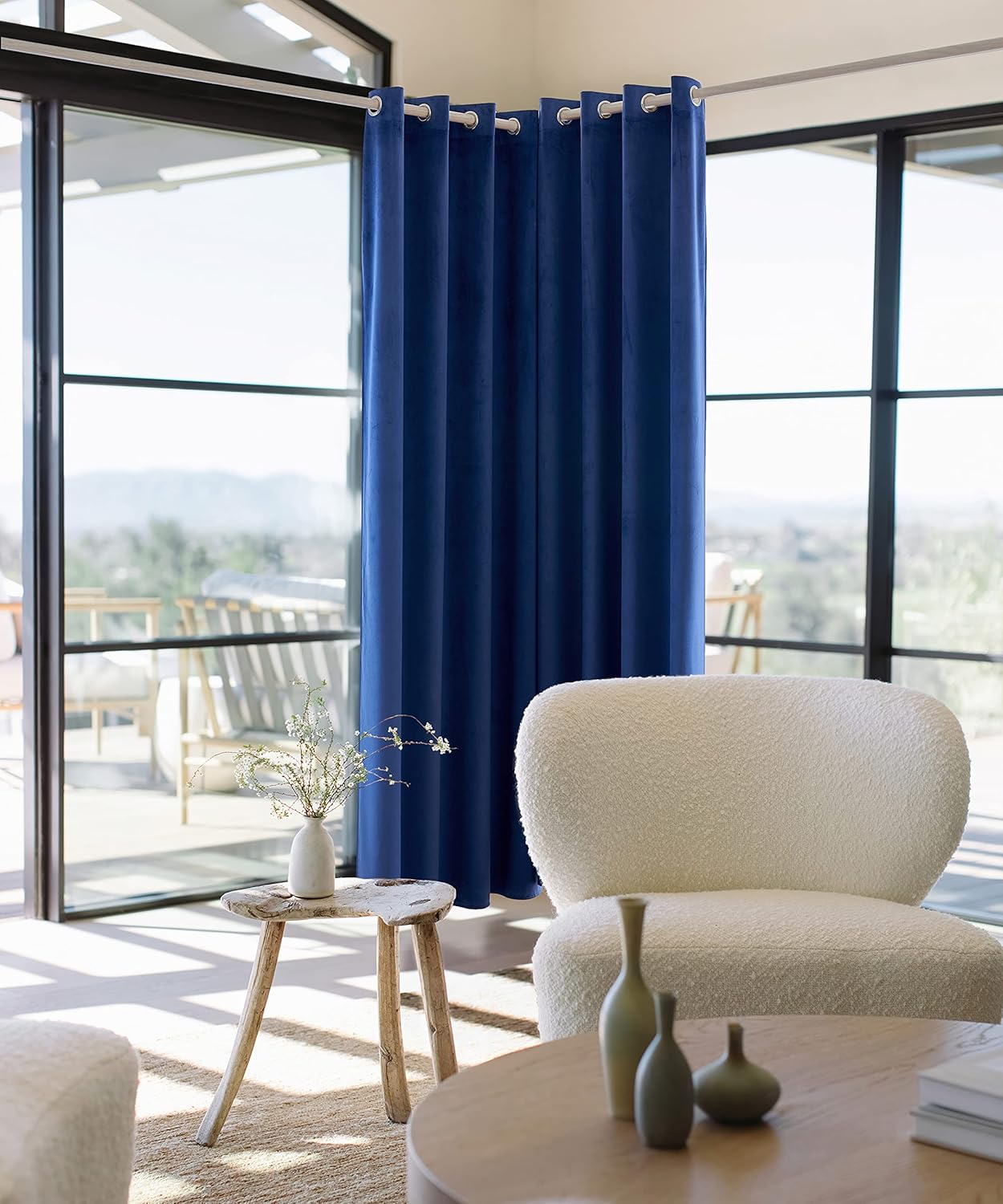 ANRODUO Cortinas de terciopelo azul oscuro de 84 pulgadas de largo, aisladas, insonorizadas, para sala de estar, cortinas de ventana con ojales para