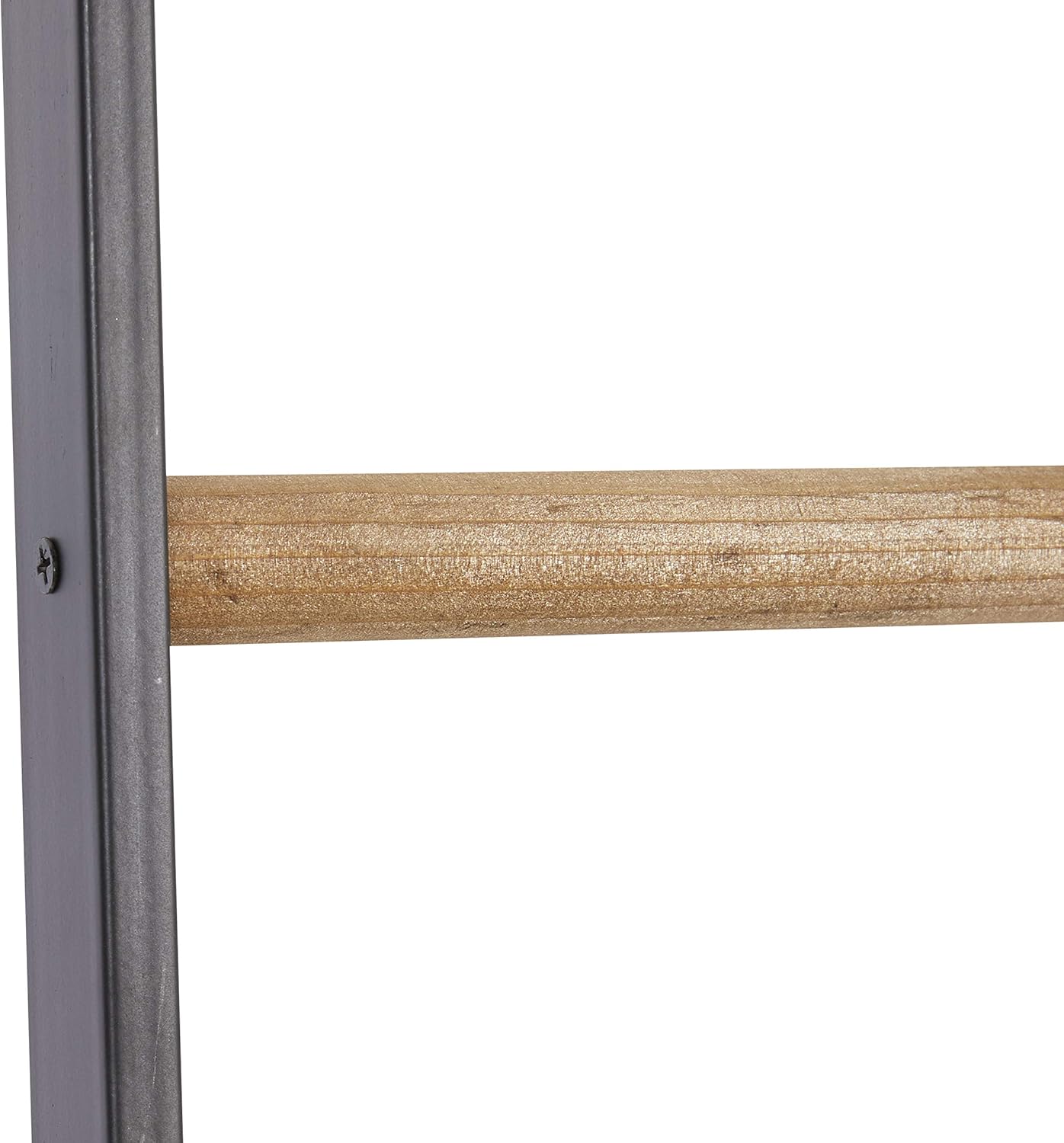 Deco 79 Escalera de metal delgada con 3 ganchos con 5 peldaños de madera marrón, 15 x 1 x 72 pulgadas, color negro