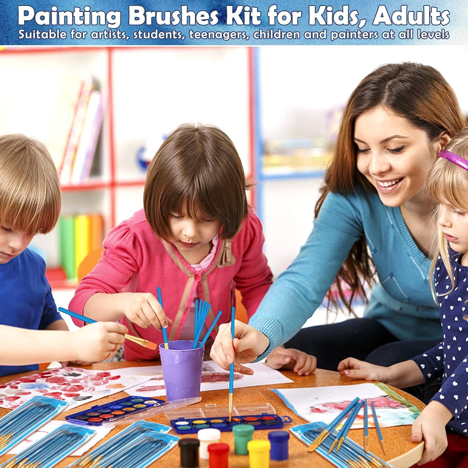 Pinceles de pintura para pintura acrílica, juego de 20 pinceles de pintura acrílica, pinceles multiusos a granel para lienzo, acuarela, pintura