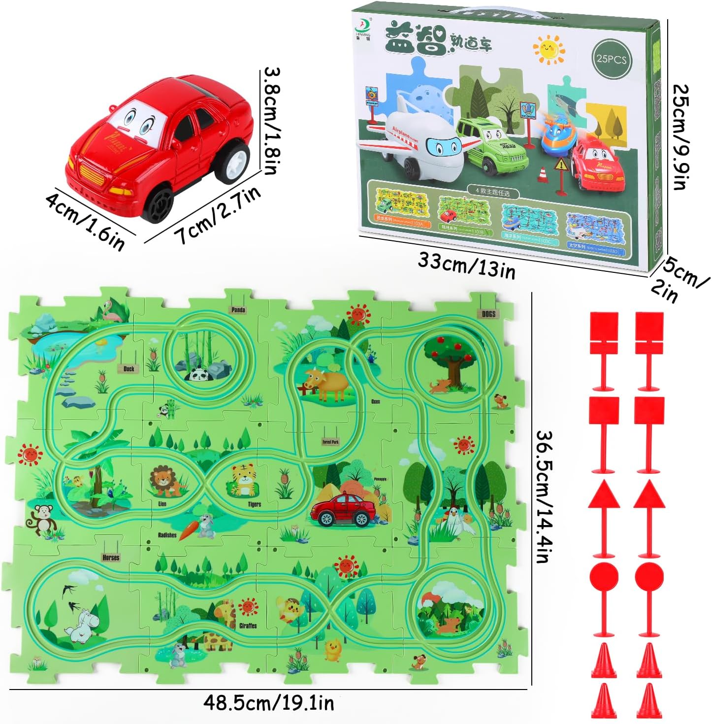 Carrito eléctrico de ensamblaje de bricolaje, juego de pista de rompecabezas para niños pequeños con vehículos, juguetes de construcción de