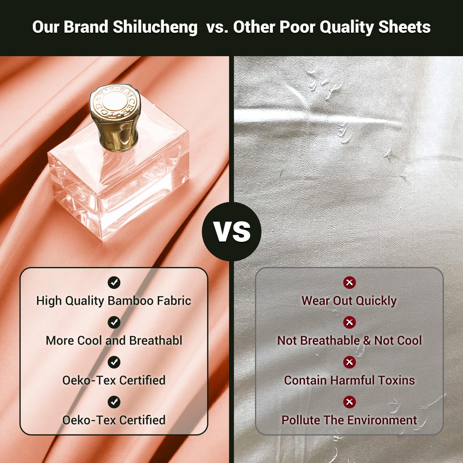 Shilucheng – Juego de sábanas de bambú transpirable y refrescante, 1800 hilos, súper sedosas, suaves, con 16 pulgadas de profundidad, lavable a