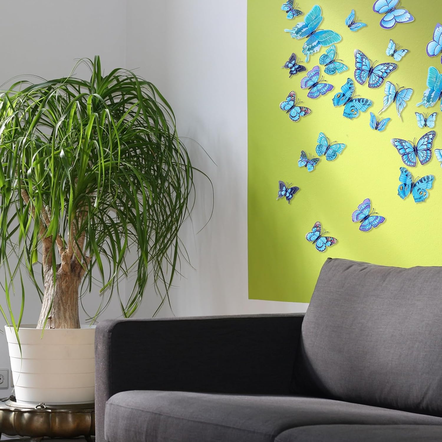 24-Pack Butterfly Wall Decorations, Removable 3D Butterfly Stickers for Party Decoration, Home Art Decoration, and Other DIYwith Magnets. (Blue)