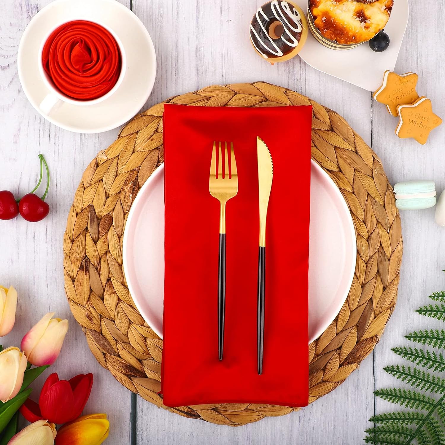 Aneco Paquete de 16 servilletas cuadradas de satén de seda brillante, servilletas de mesa de tela suave y lisa para Navidad, boda, banquete,