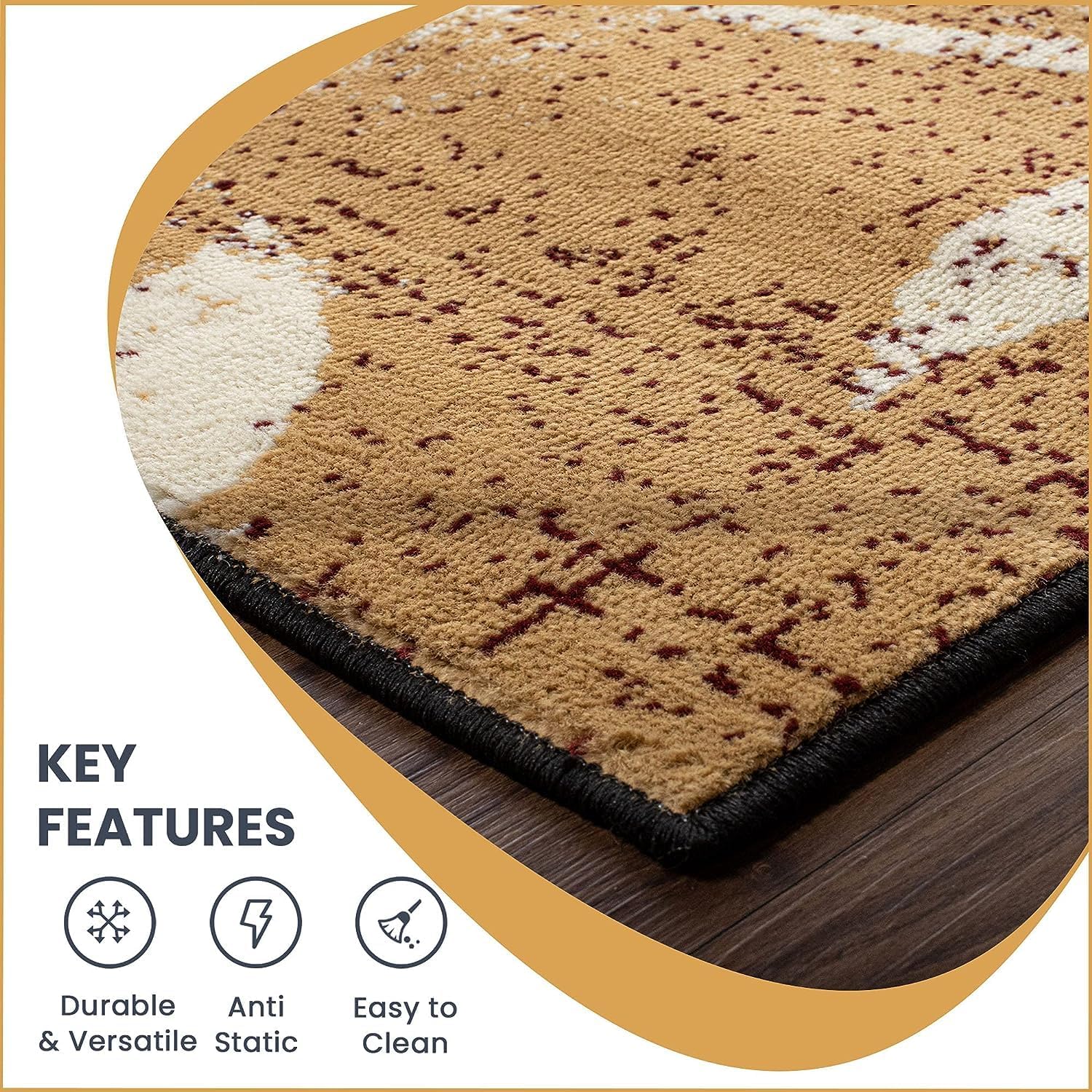 Superior Alfombra interior con respaldo de yute, perfecta para entrada, oficina, sala de estarcomedor, dormitorio, cocina, piso, decoración moderna