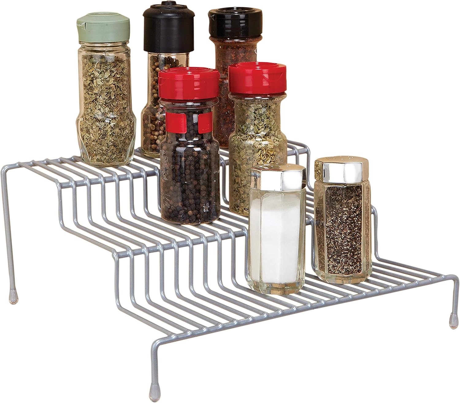 Kitchen Details Estante para especias de 3 niveles  Estante organizador  Encimera  Despensa  Armario de cocina  Gris