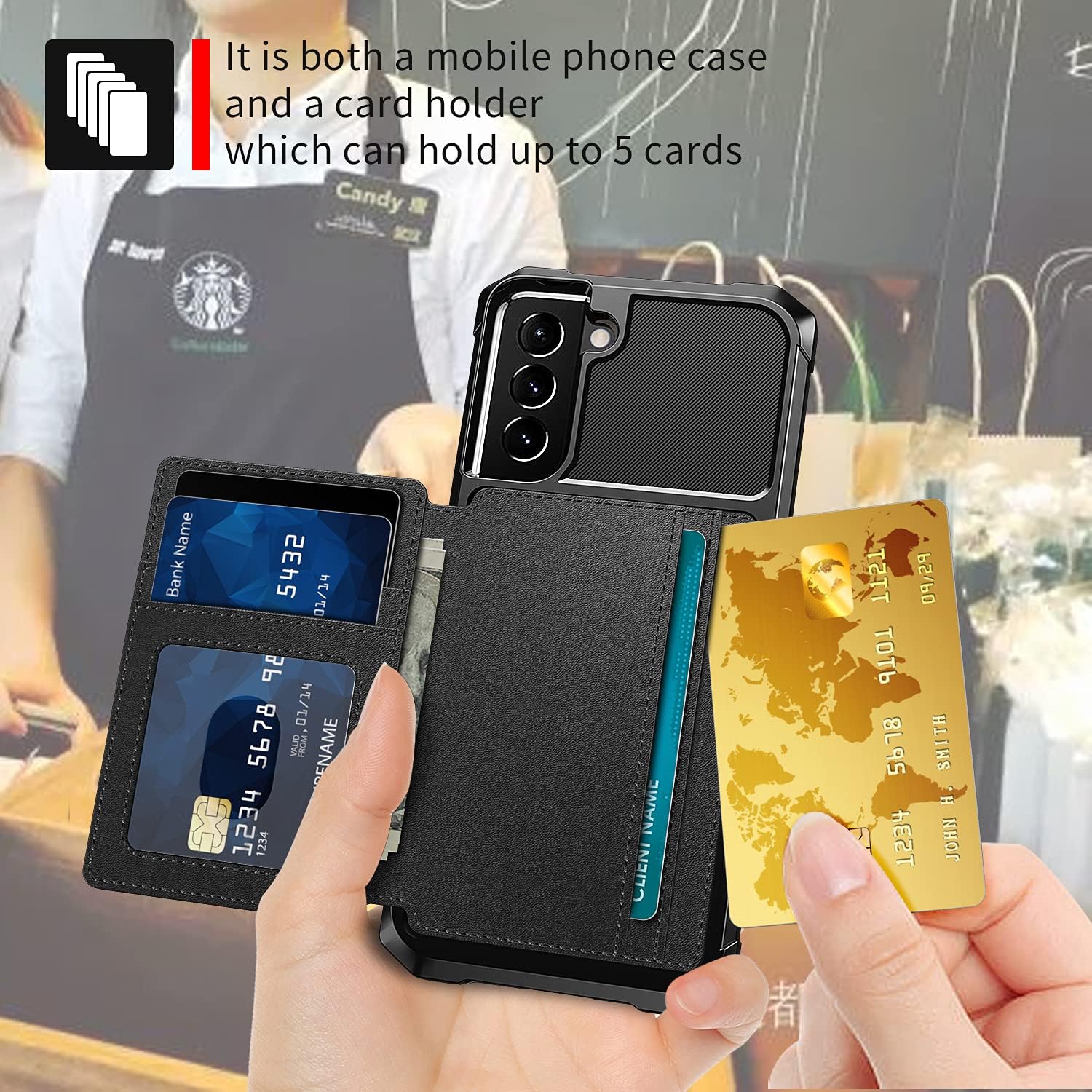 Asuwish Funda de teléfono para Samsung Galaxy S22 Plus S22+ 5G Funda tipo cartera con protector de pantalla de vidrio templado y ranura para tarjeta