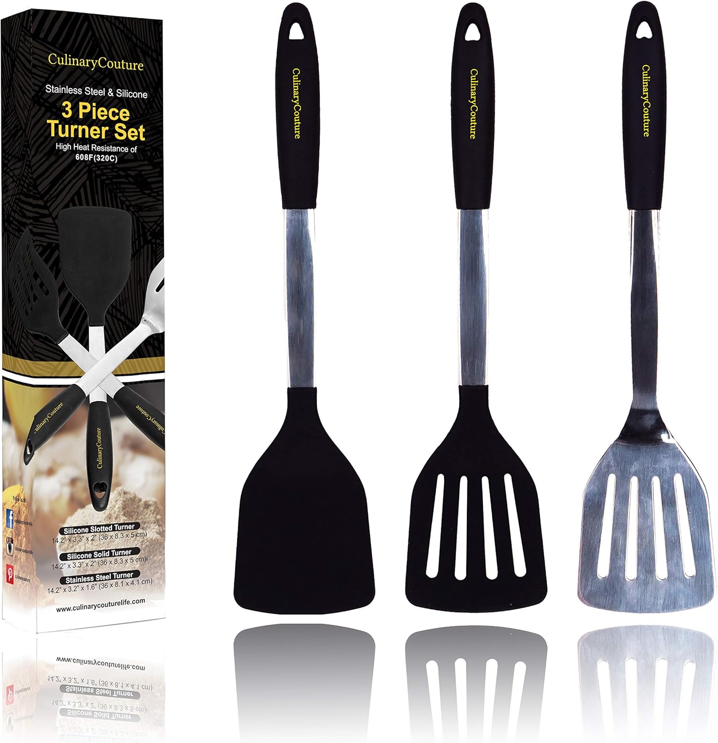 Juego de espátula de silicona  Utensilios de cocina de acero inoxidable y silicona resistentes al calor  608F  Herramientas de espátula para