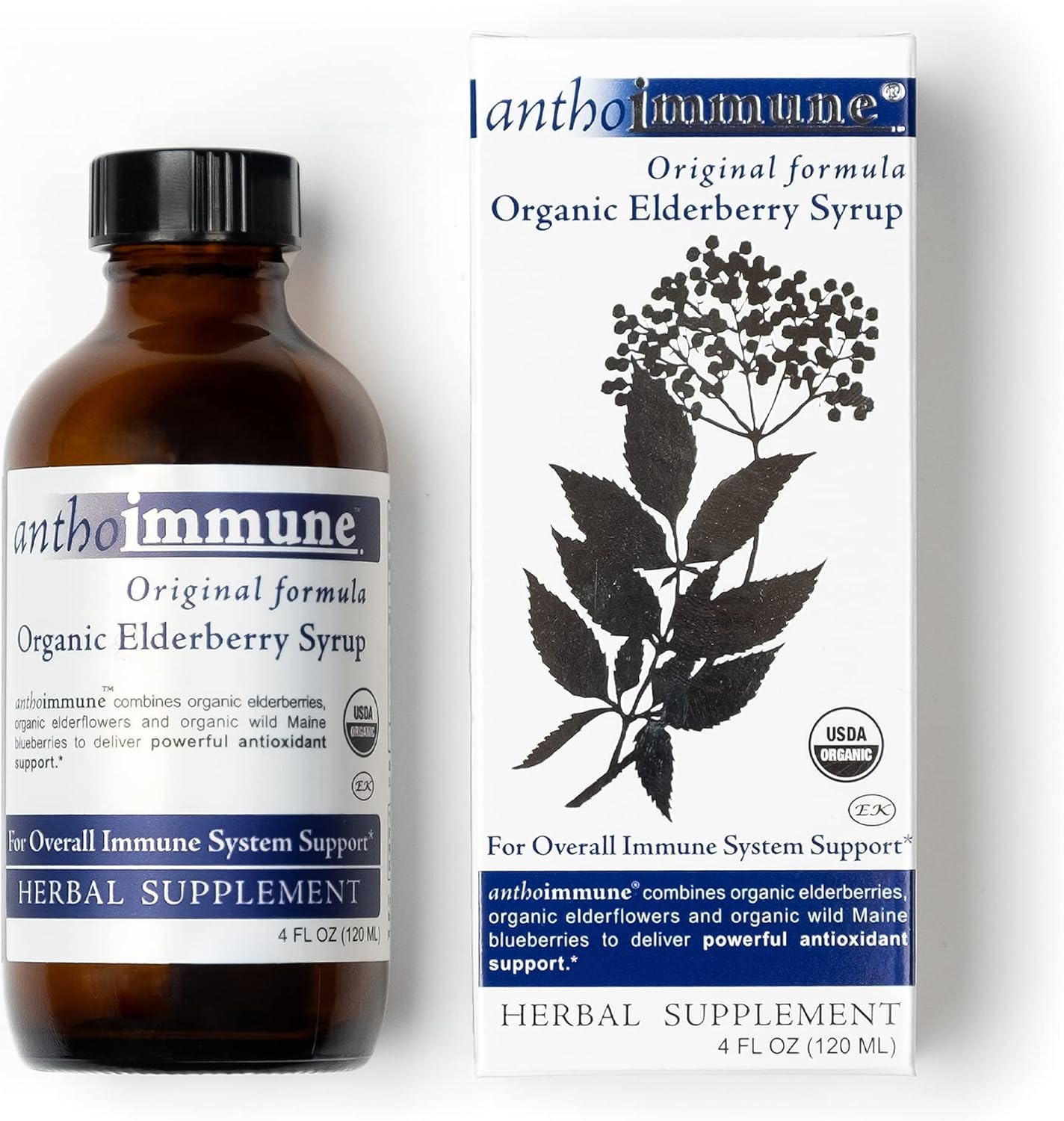 anthoimmune Maine Medicinals – Suplemento orgánico de apoyo inmunológico de jarabe de saúco, certificado por USDA, fórmula de baya de saúco negro