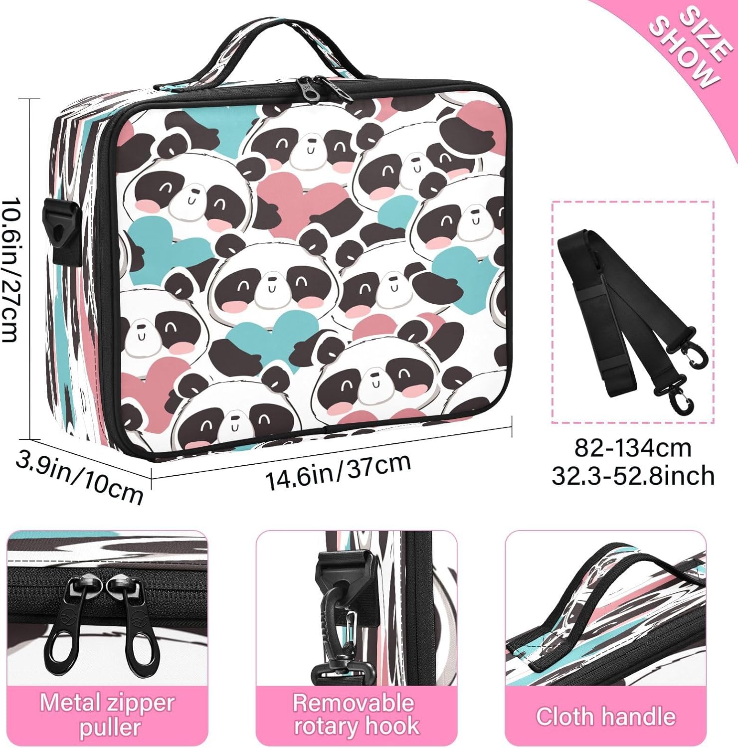Dibujos animados lindo Panda Head Colorido bolsa de maquillaje grande cosmético neceser de viaje bolsas de maquillaje bolsa de maquillaje cosmética