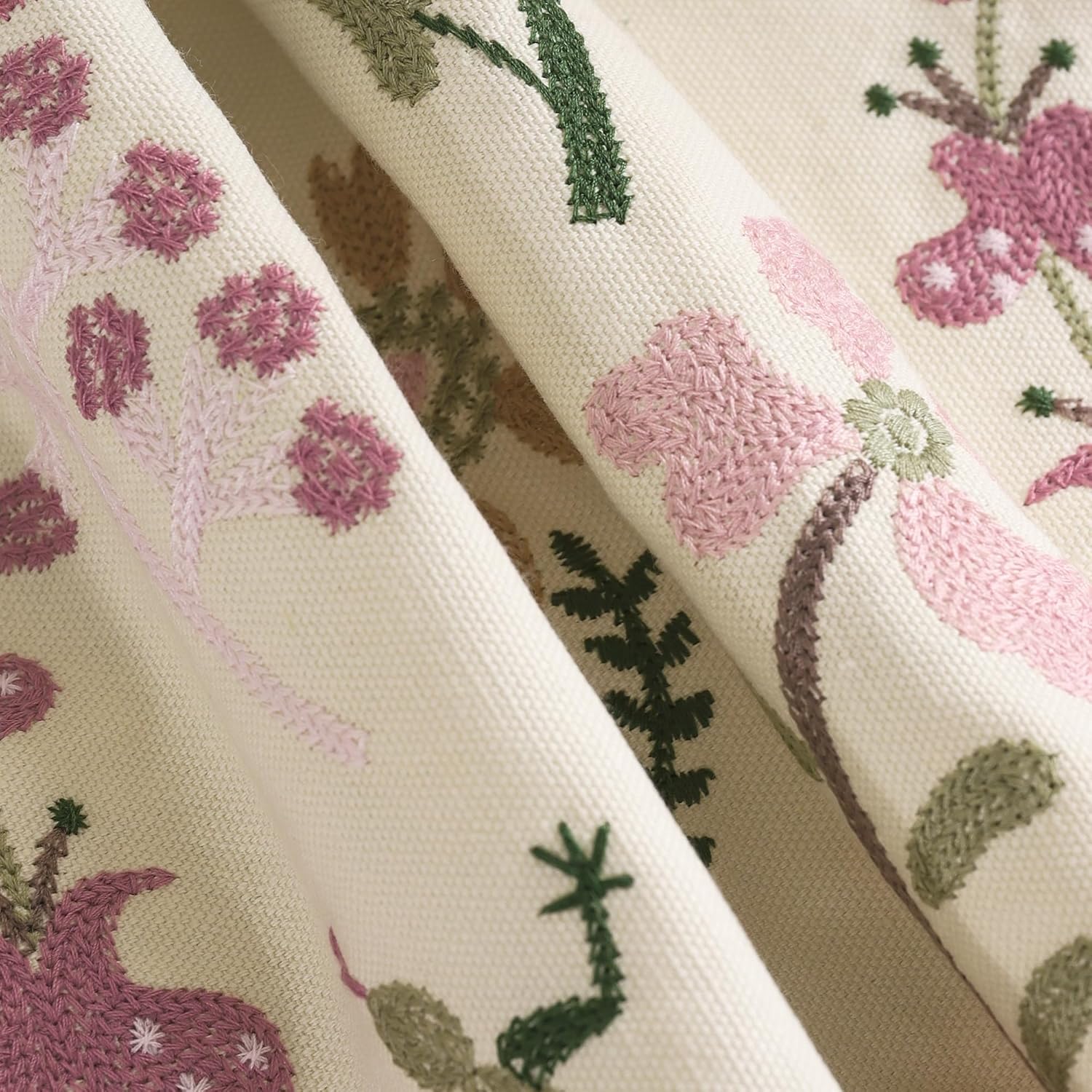 Tosleo Fundas de almohada decorativas de 18 x 18 pulgadas, paquete de 2 fundas de almohada de algodón con flores rosas bordadas de Gecko, fundas de