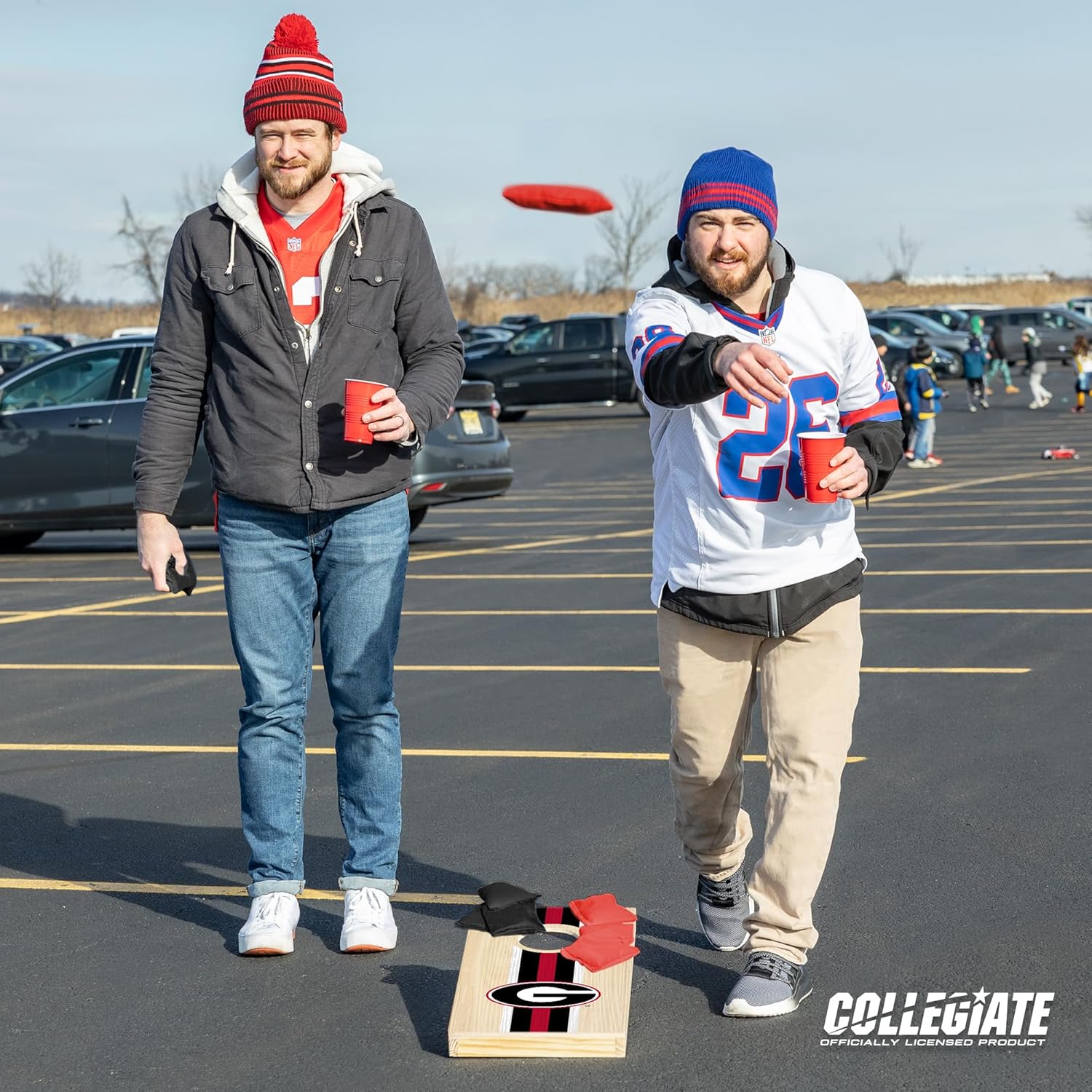 Juego de cornhole de madera maciza de 1 x 2 pies con impresión directa de gráficos de equipo HD, gran regalo para cualquier fanático de los