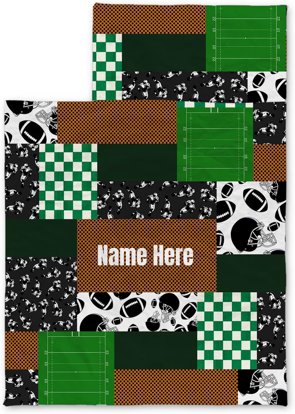 Juego de alfombrillas de rugby personalizadas con nombre, bolsas de dormir con diseño de retazos de fútbol para niños, colchón de cama personalizado