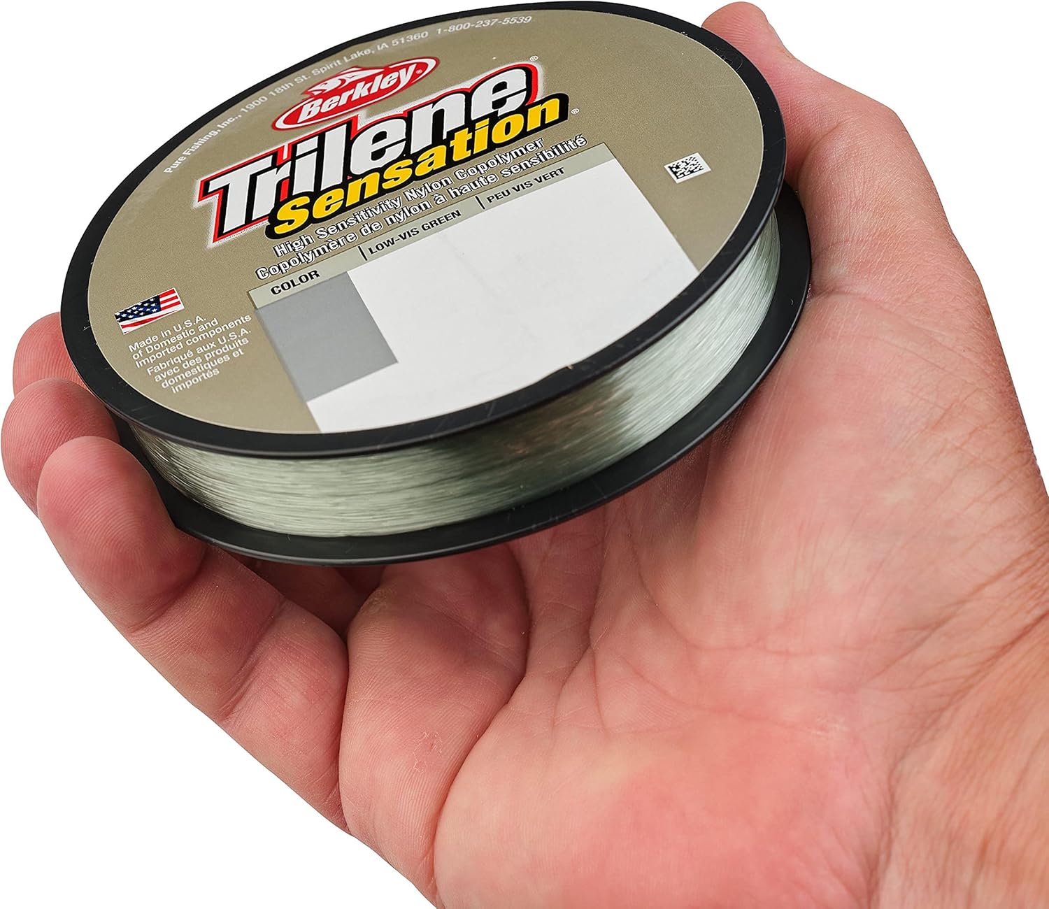 Berkley Trilene Sensation, Low Vis Green, 8lb  7.9 lbs Línea de pesca de monofilamento, adecuada para ambientes de agua dulce