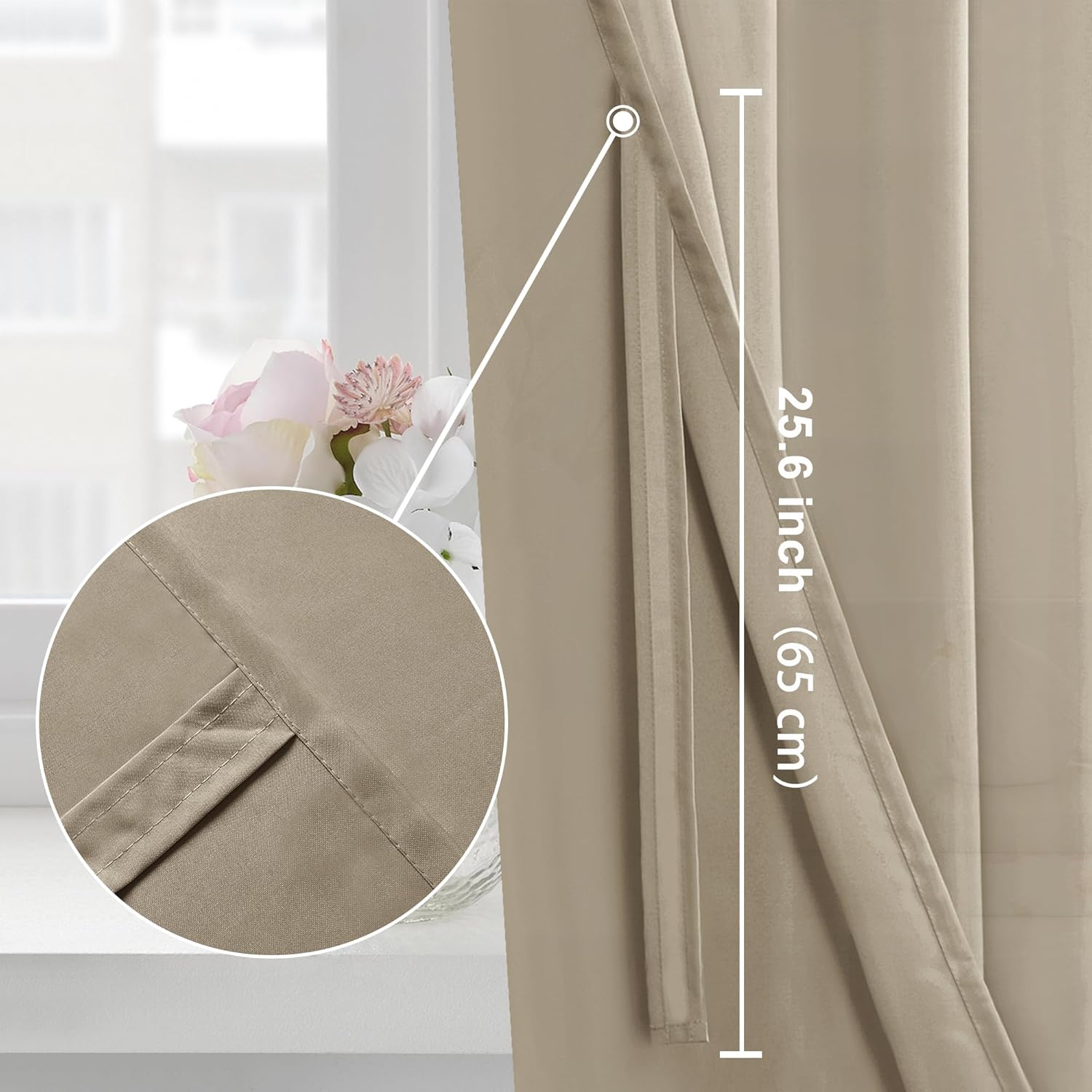 Hiasan Cortinas filtrantes de luz para sala de estar de 84 pulgadas de largo, cortina semitraslúcida de privacidad con ojales y alzapaños para