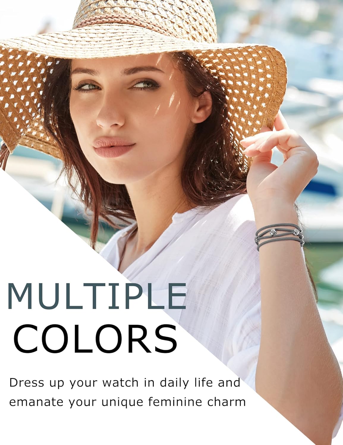 W-RARA Pulsera de cuentas compatible con Fitbit Charge 5 bandas para mujeres y hombres, hecha a mano, estilo bohemio, hippie, correa de nailon